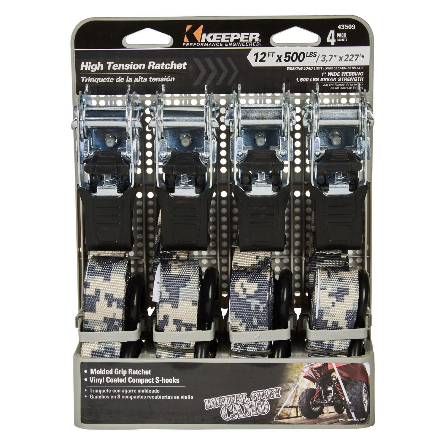 Keeper 1 in. W X 12 ft. L Multicolored Tie Down Strap 500 lb 4 pk
