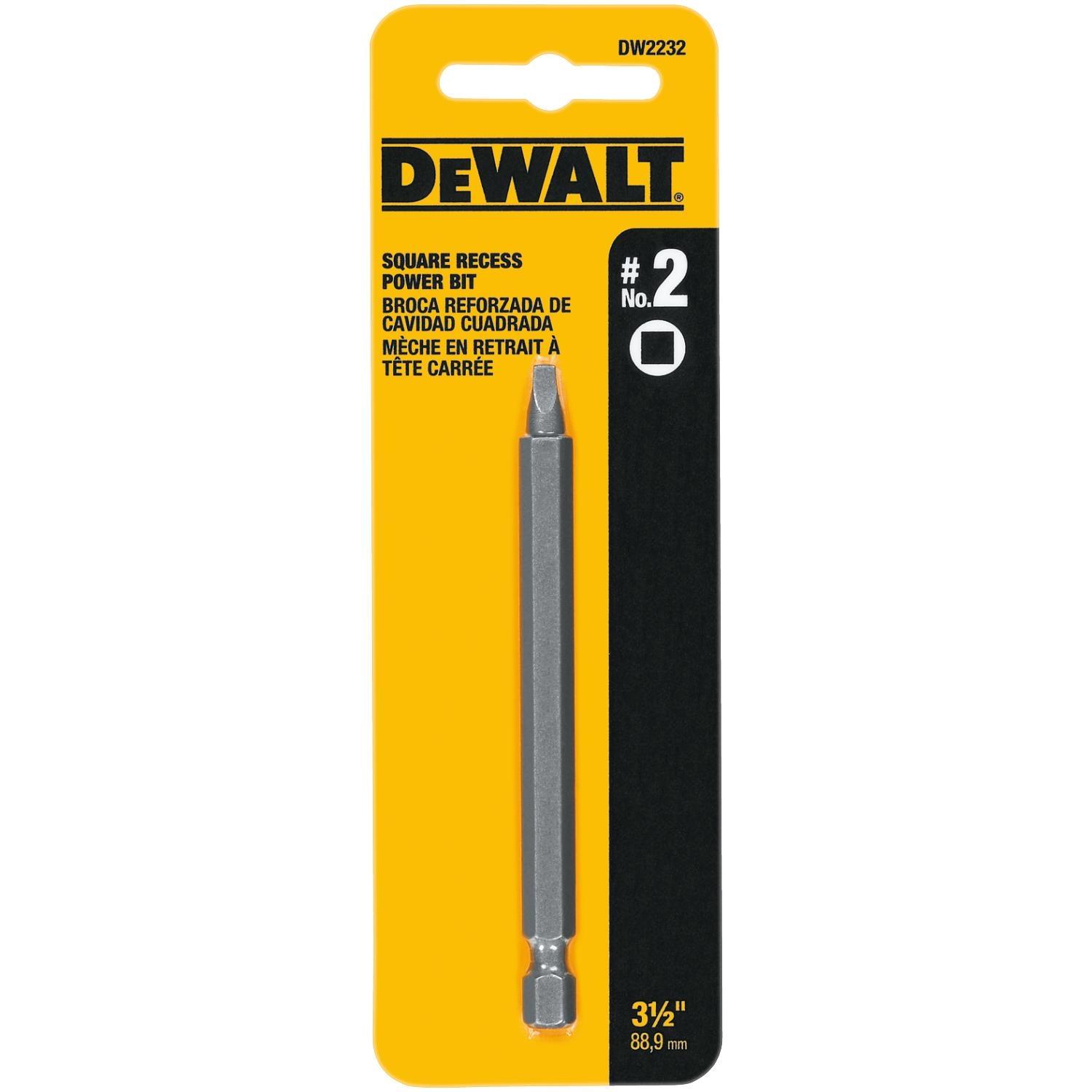 DEWALT Square Recess #2 X 3-1/2 in. L Power Bit Heat-Treated Steel 1 pc