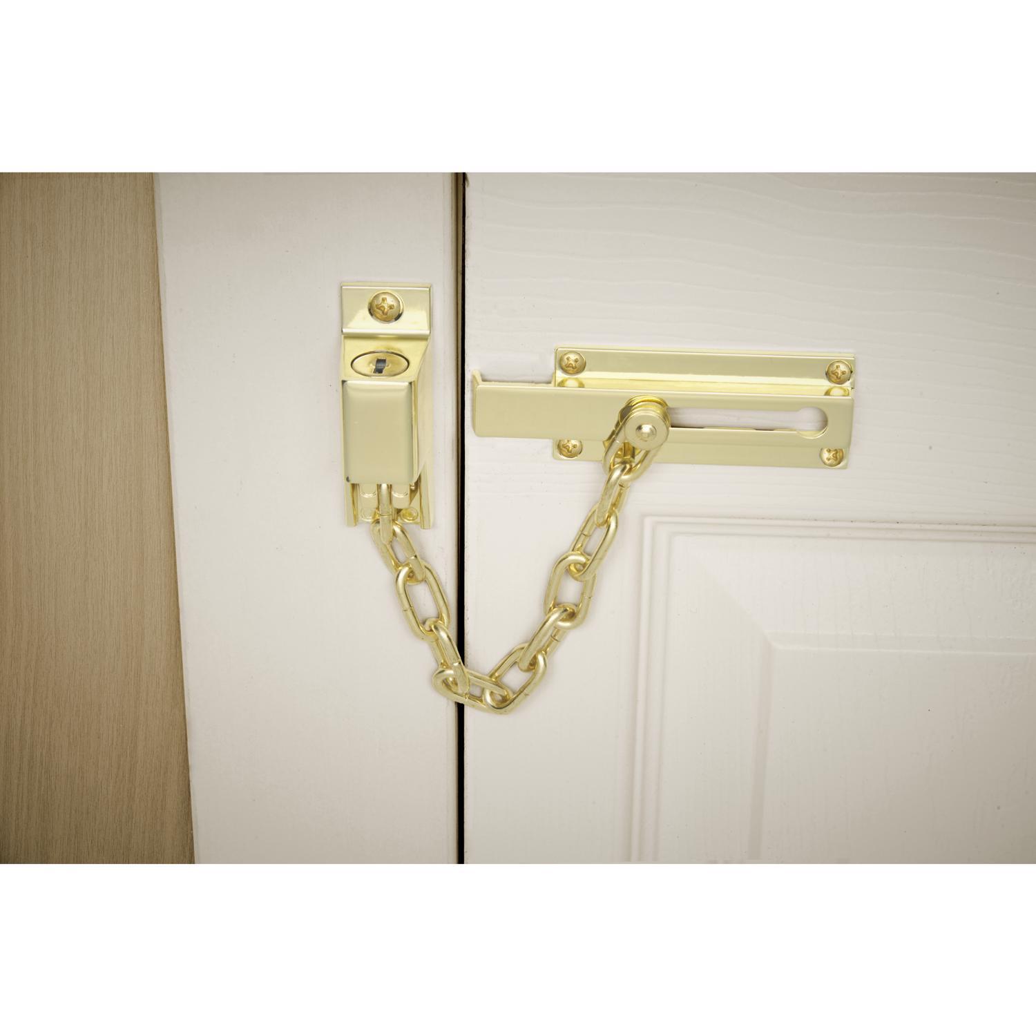 Ace 3.32 in. L Bright Brass Steel Keyed Chain Door Guard