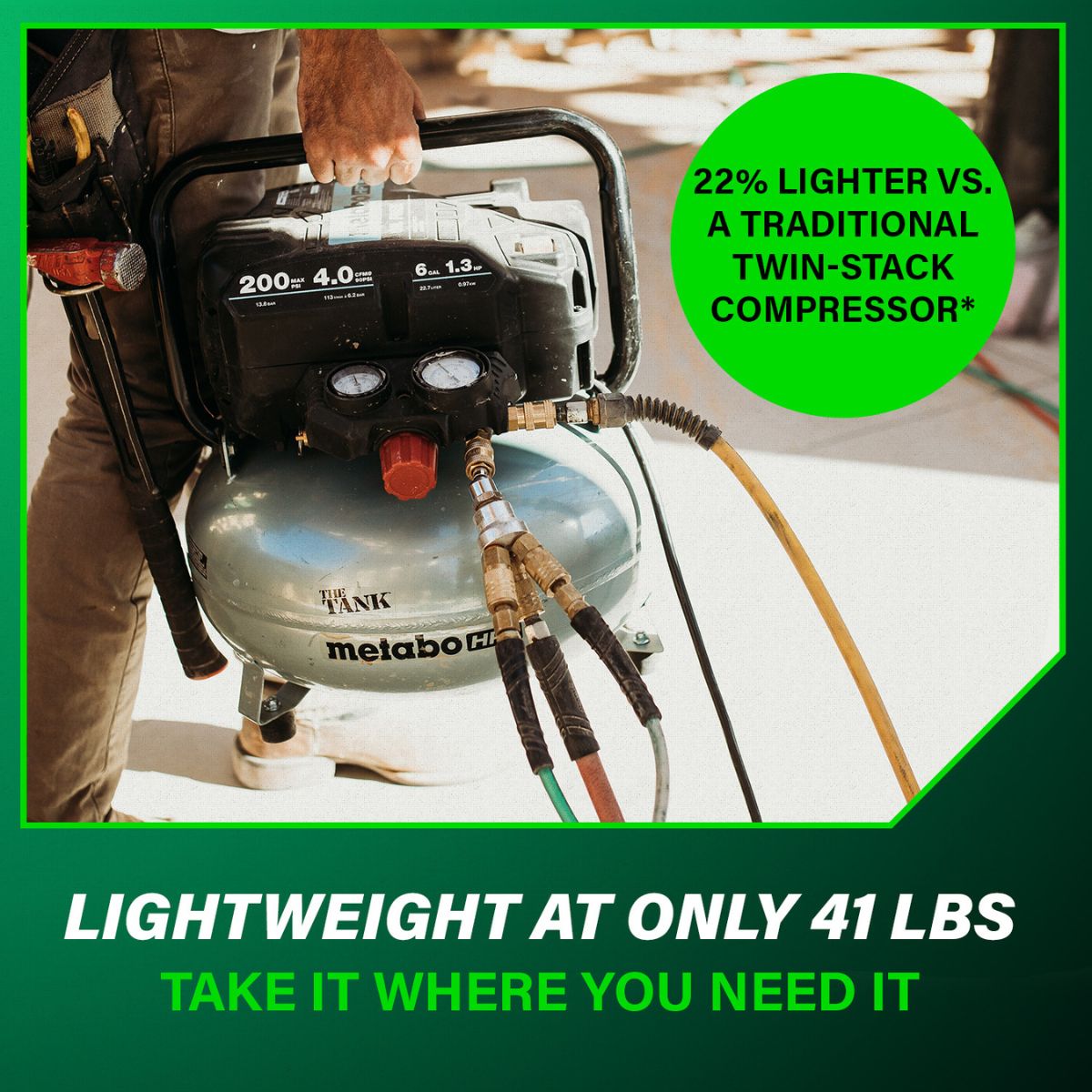THE TANK 6-Gallon High Capacity Pancake Air Compressor | Metabo HPT EC914S