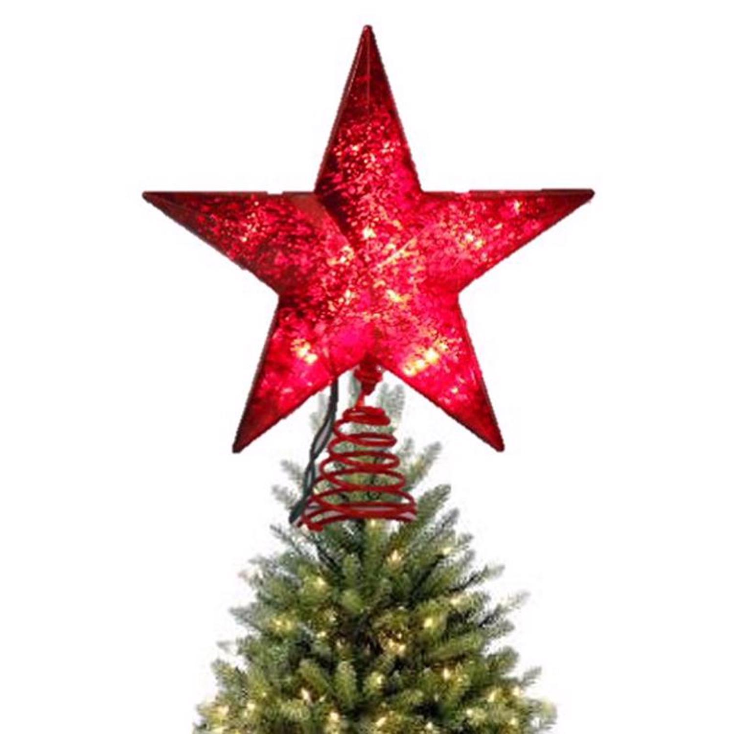Celebrations Incandescent Assorted Mercury Star Tree Topper 10 in.