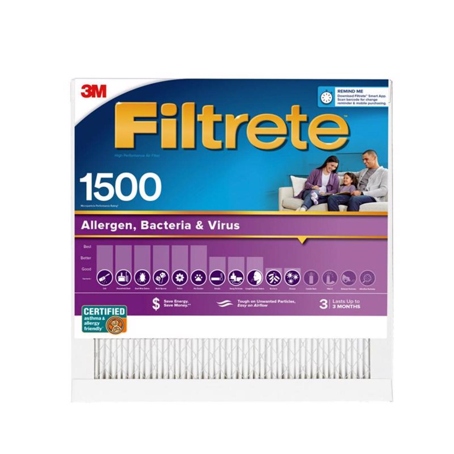 Filtrete 24 in. W X 24 in. H X 1 in. 1500 MPR Pleated Allergen Air Filter 1 pk