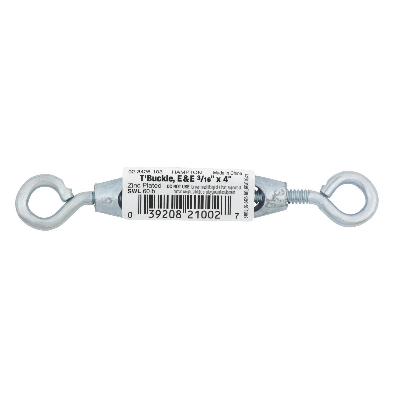 Hampton Zinc-Plated Aluminum/Steel 0.154 in. D Turnbuckle 70 lb 4 in. L