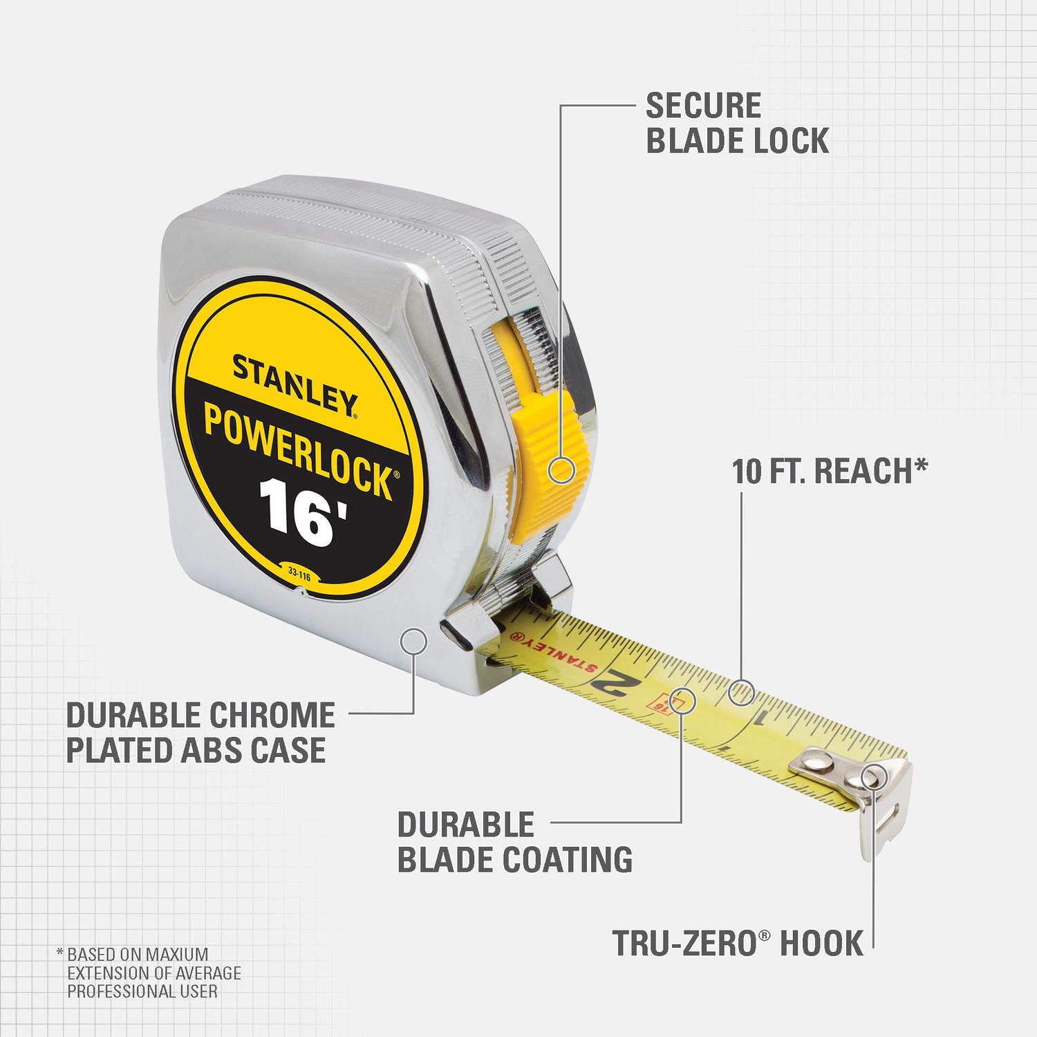 Stanley PowerLock 16 ft. L X 0.75 in. W Compact Tape Measure 1 pk