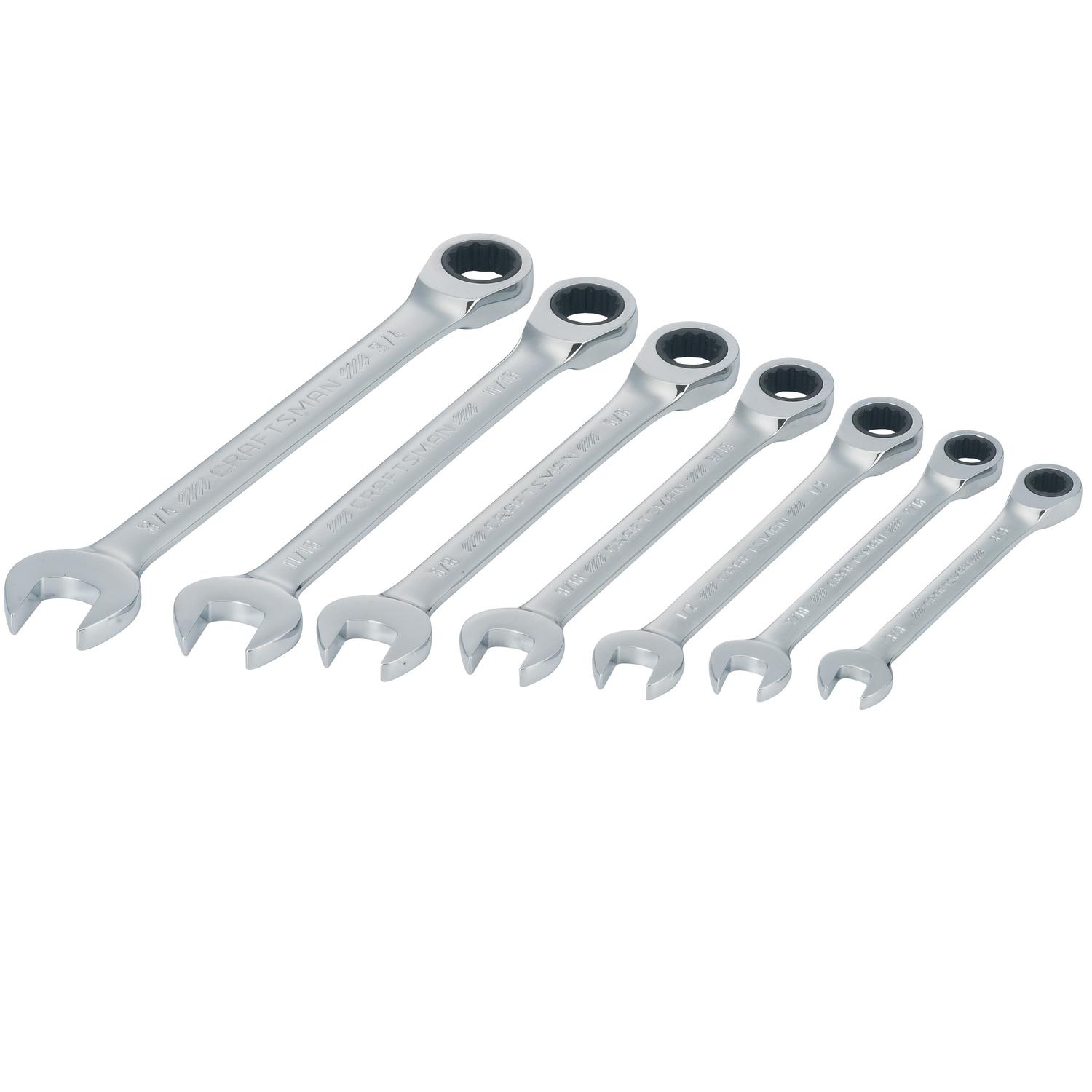 CRAFTSMAN 12 Point SAE Ratcheting Combination Wrench Set 7 pc
