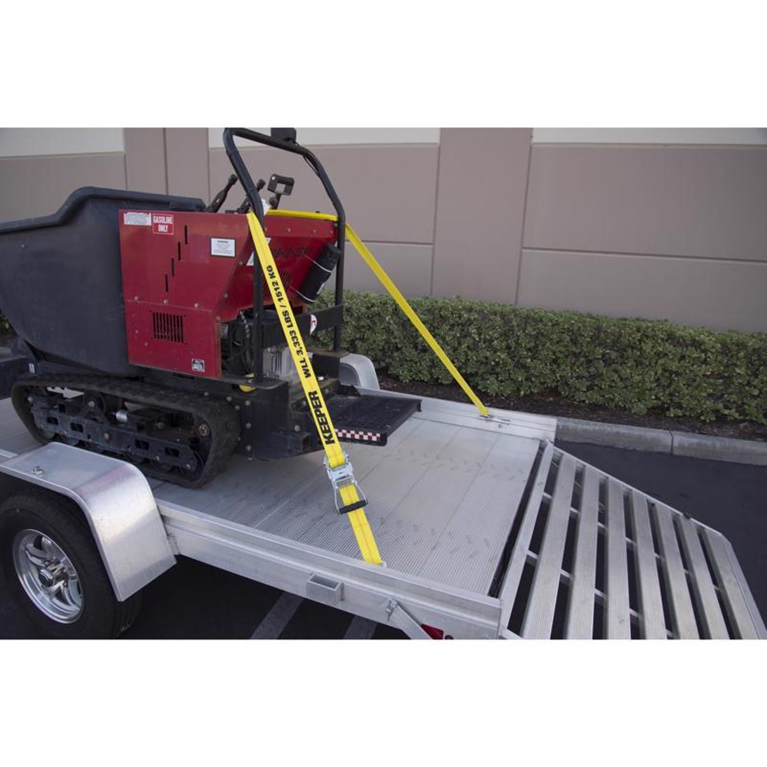 Keeper 2 in. W X 27 ft. L Yellow Tie Down w/Ratchet 3333 lb 1 pk