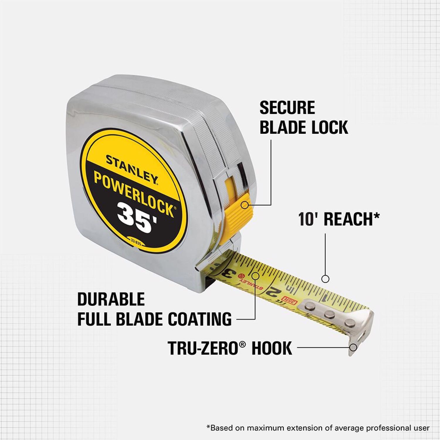 Stanley PowerLock 35 ft. L X 1 in. W Compact Tape Measure 1 pk