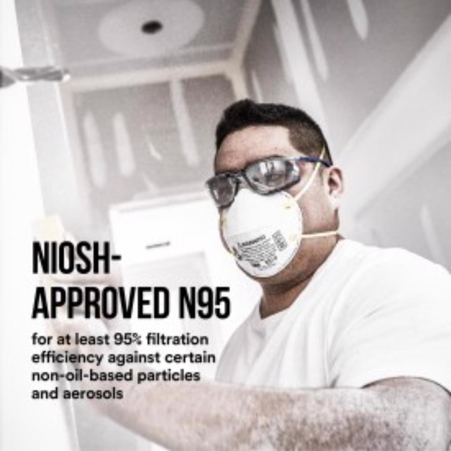 3M N95 Paint Prep Cup Disposable Respirator White One Size Fits All 2 pc