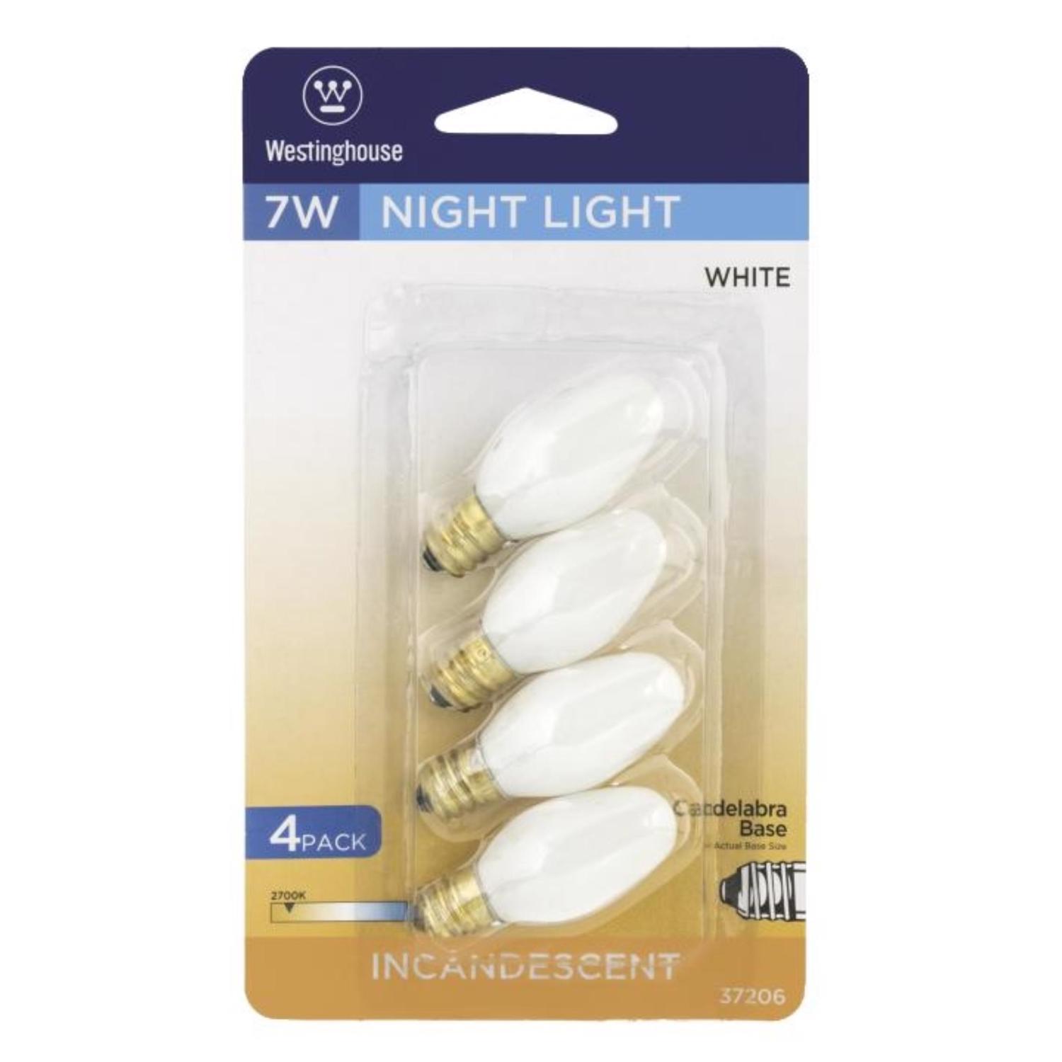 Westinghouse 7 W C7 Specialty Incandescent Bulb E12 (Candelabra) White 4 pk