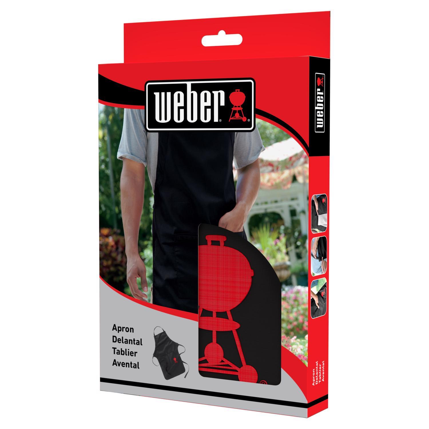 Weber 2 pocket Black Apron w/Red Kettle Cotton Apron