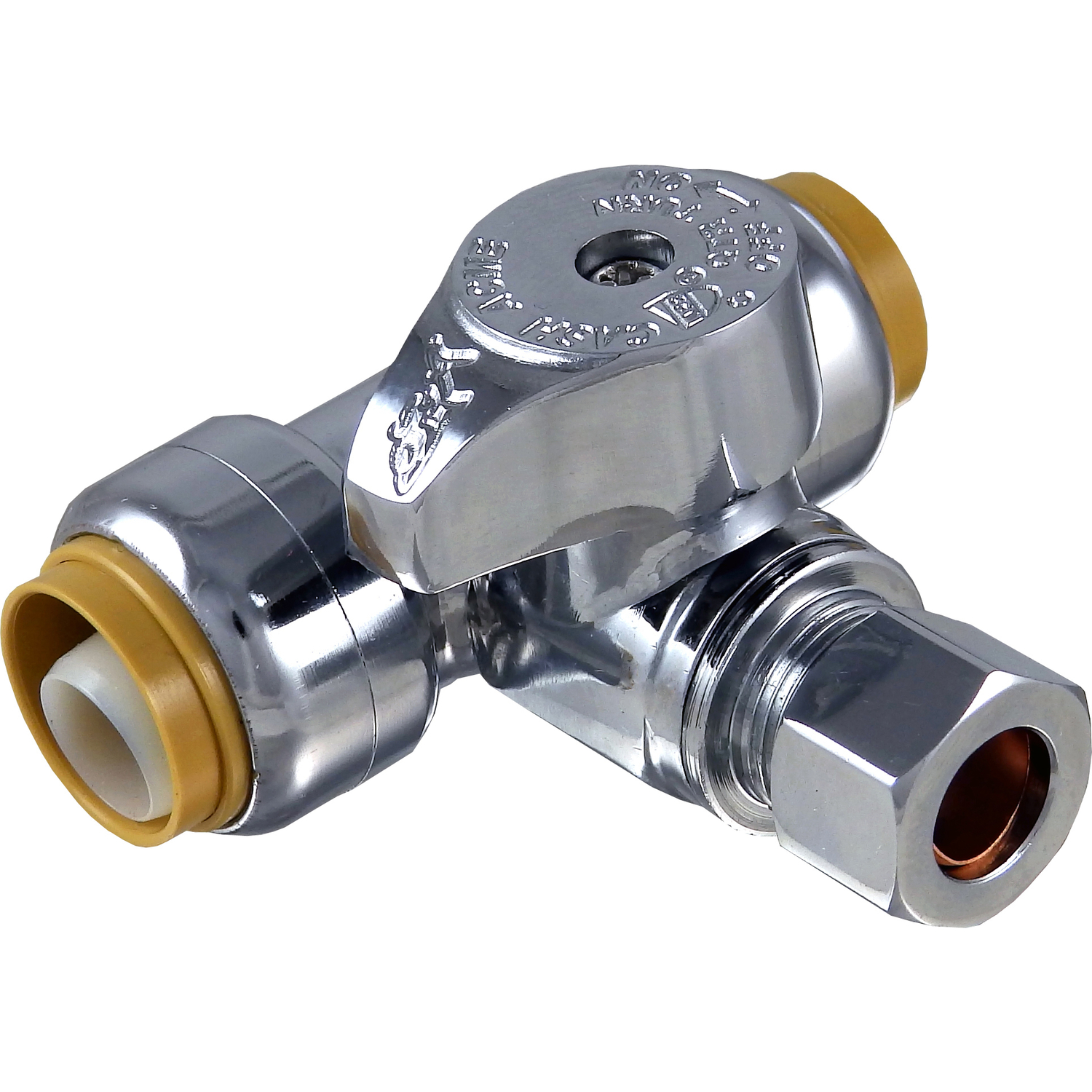 SharkBite 1/2 in. PTC X 1/2 in. Compression Brass Tee Stop