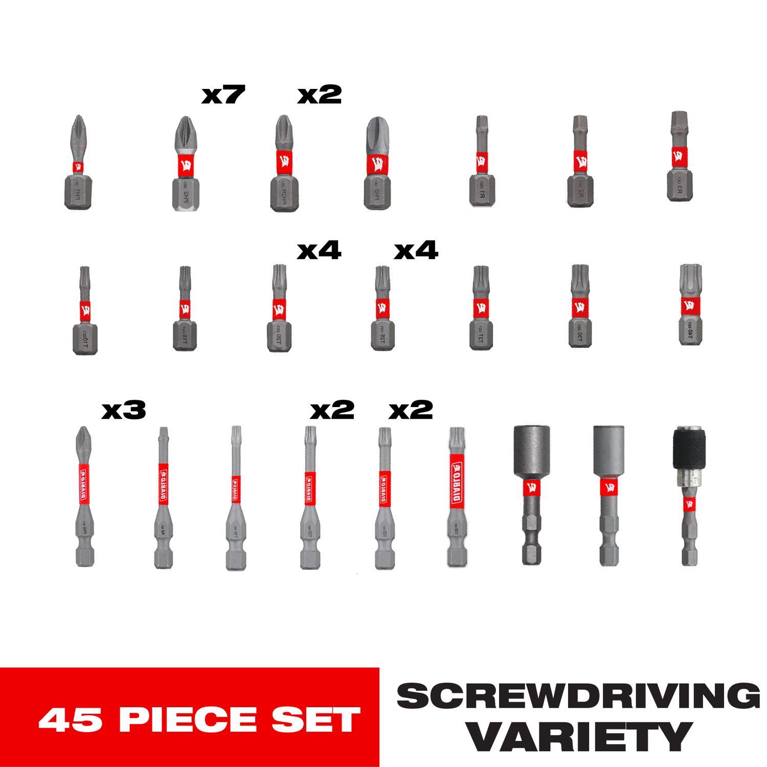 Diablo Driver Bit Set Black Oxide 45 pc