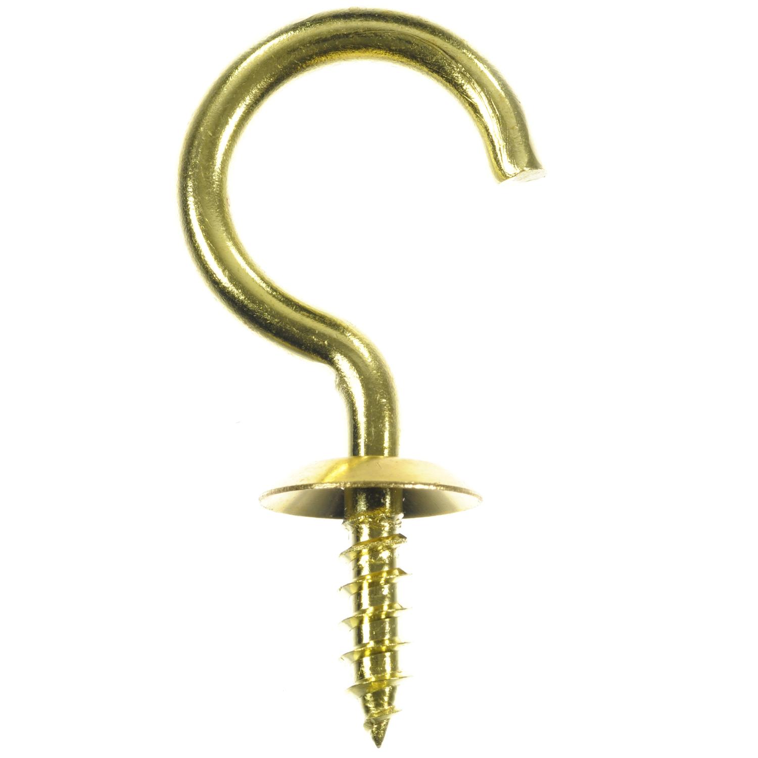 Ace Medium Polished Brass Green Brass 1 in. L Cup Hook 25 lb 4 pk