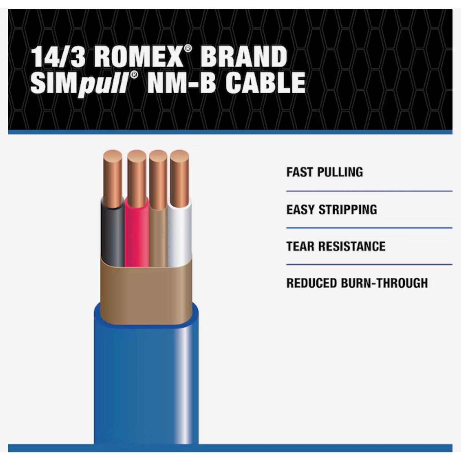 Southwire 25 ft. 14/3 Solid Romex Type NM-B WG Non-Metallic Wire