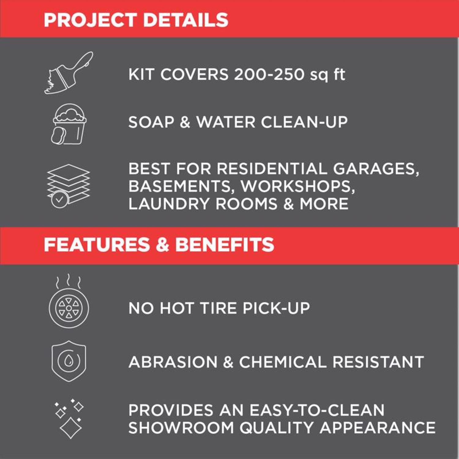 Rust-Oleum Epoxyshield Gloss Gray Water-Based Amine Cured Epoxy Garage Floor Coating Kit 1 gal