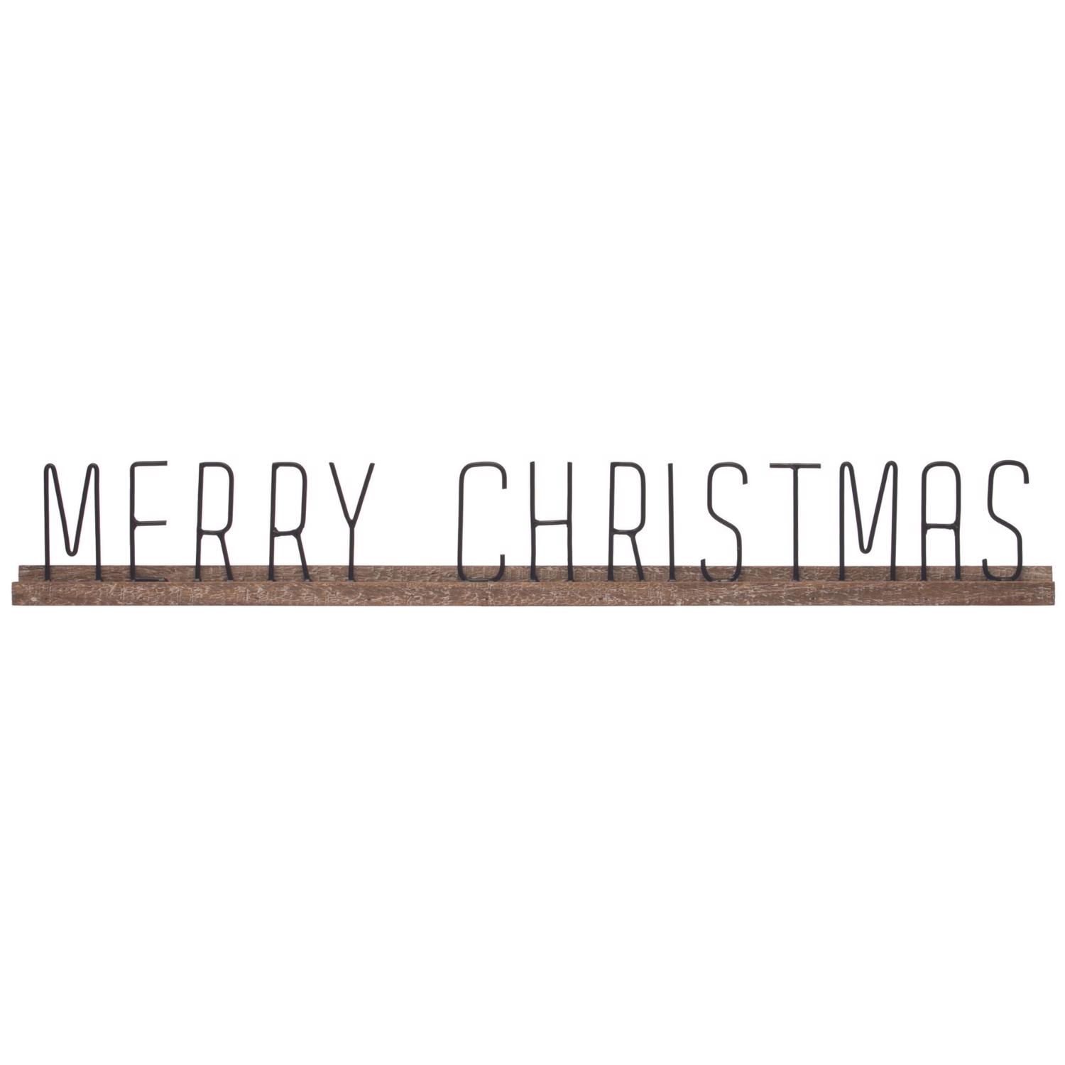 Creative Co-Op Black/Brown Merry Christmas Indoor Christmas Decor 1.1 in.