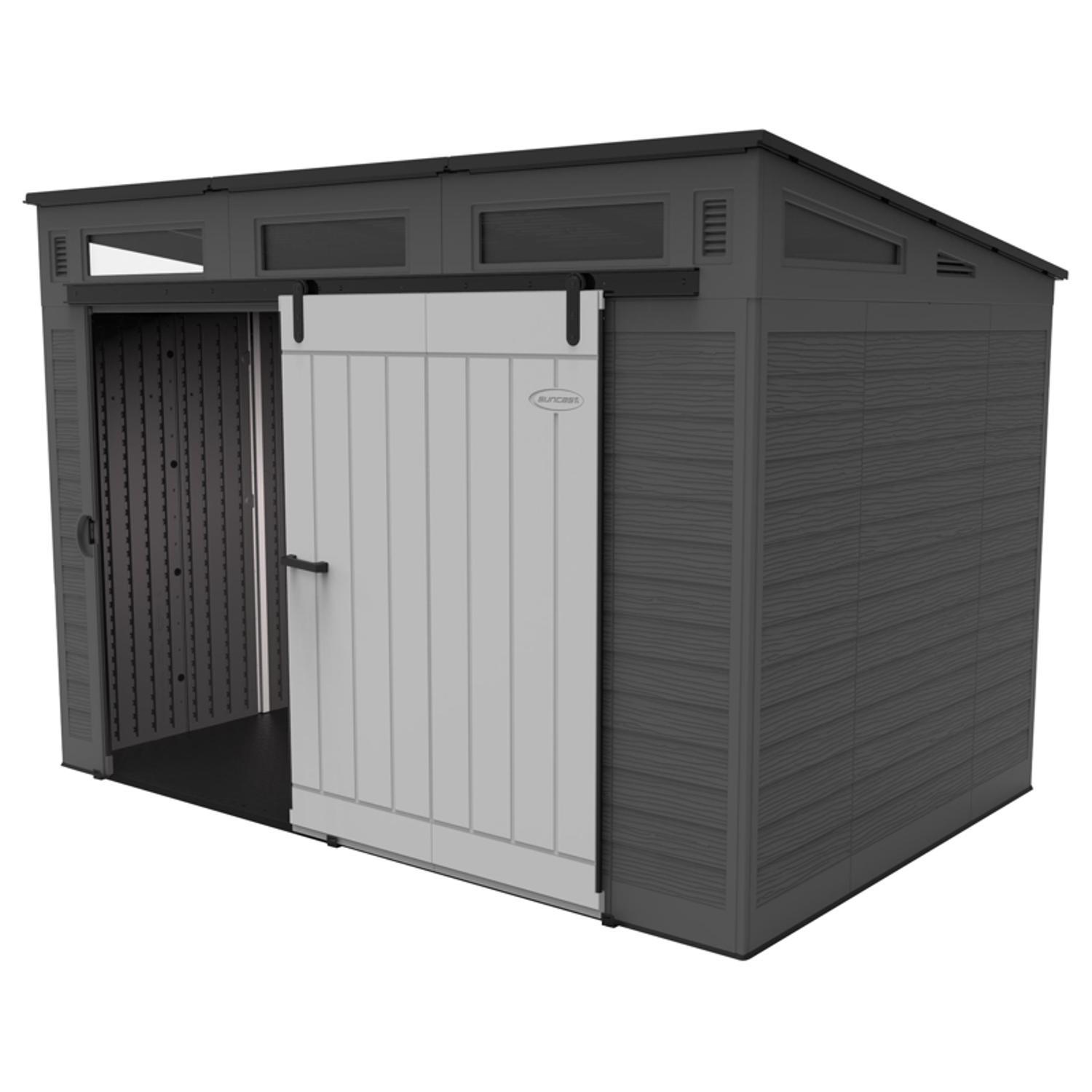 Suncast Modernist Barn Door 10 ft. x 7 ft. Resin Horizontal Barn Storage Shed with Floor Kit