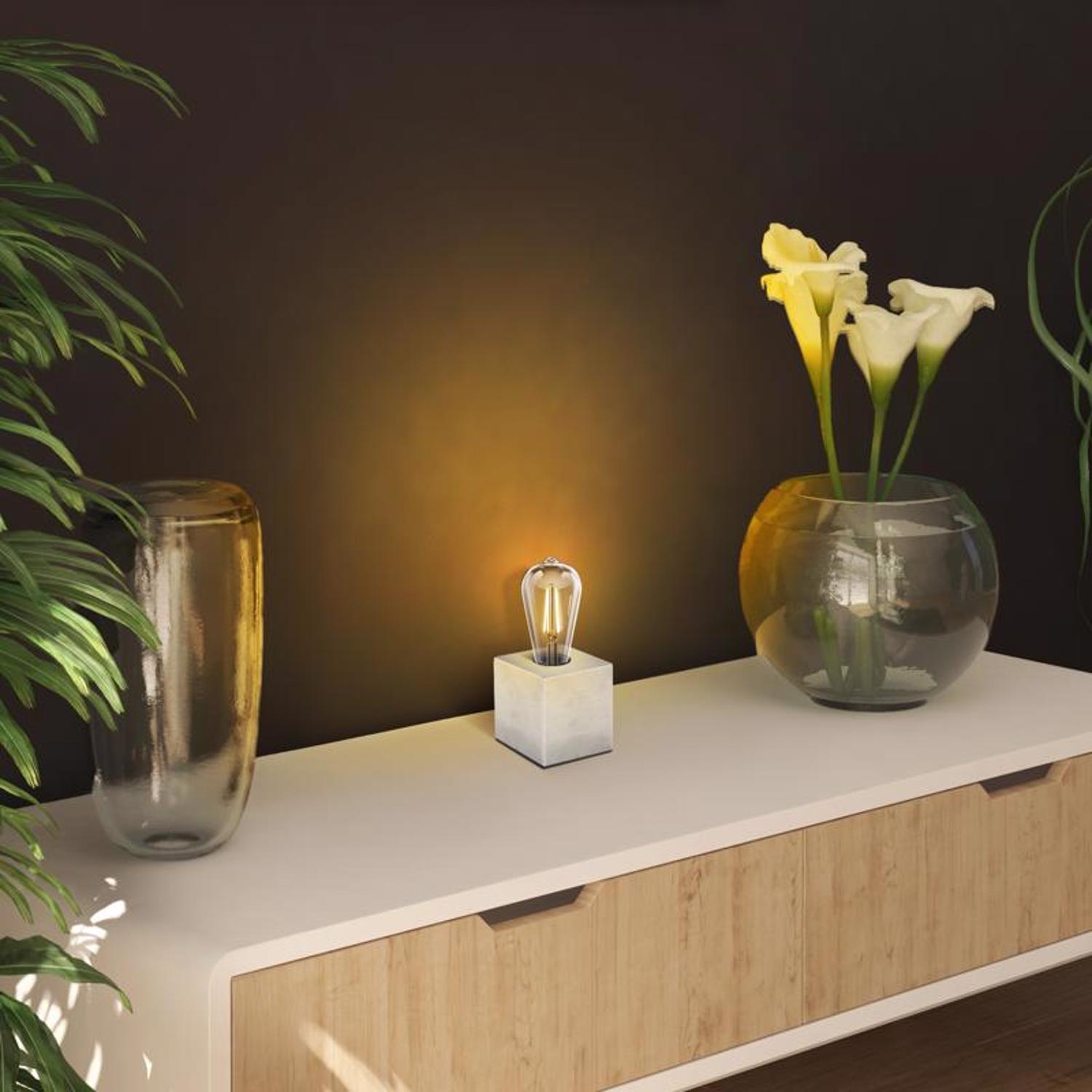 Feit 3.6 in. Concrete Beige/White Cube Lamp Base