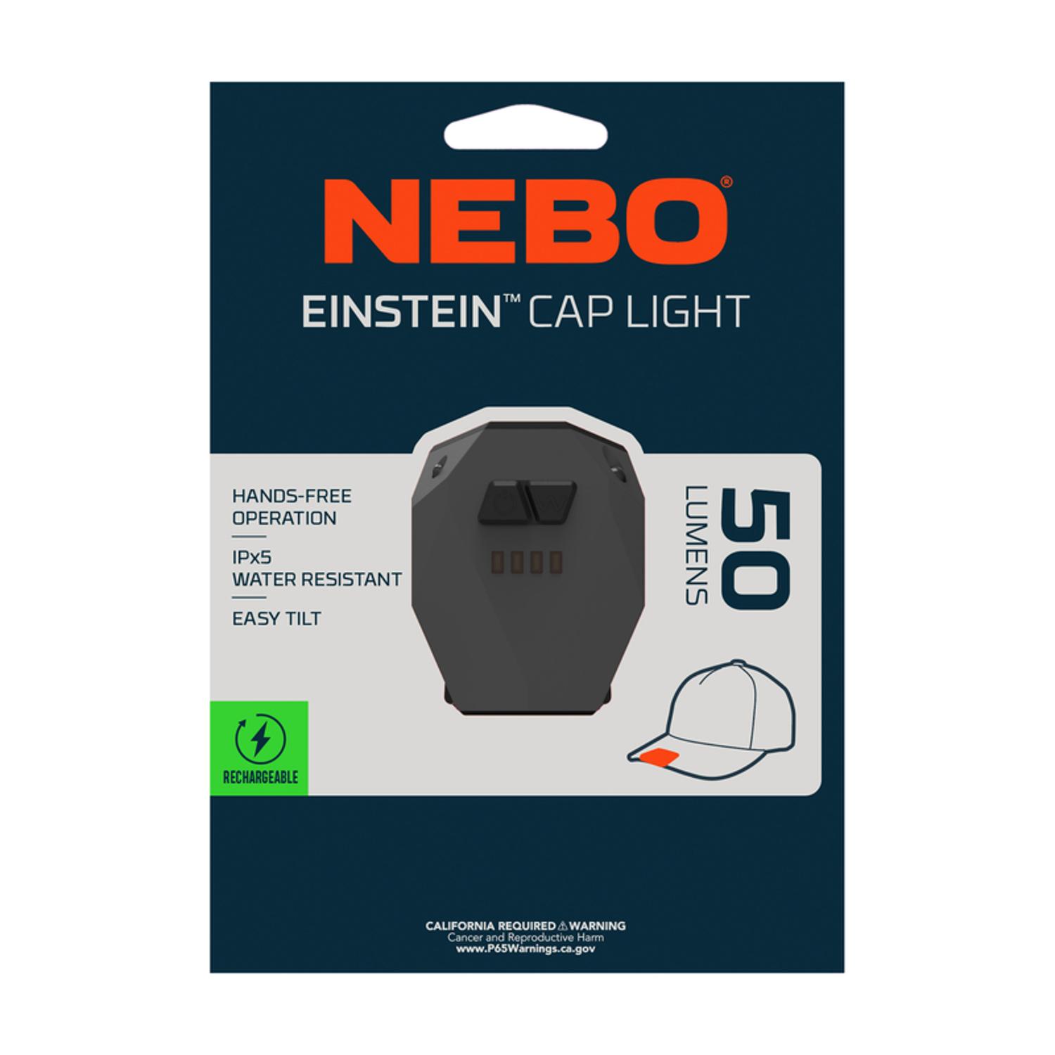 NEBO Einstein 50 lm Black LED Rechargeable COB Cap Light