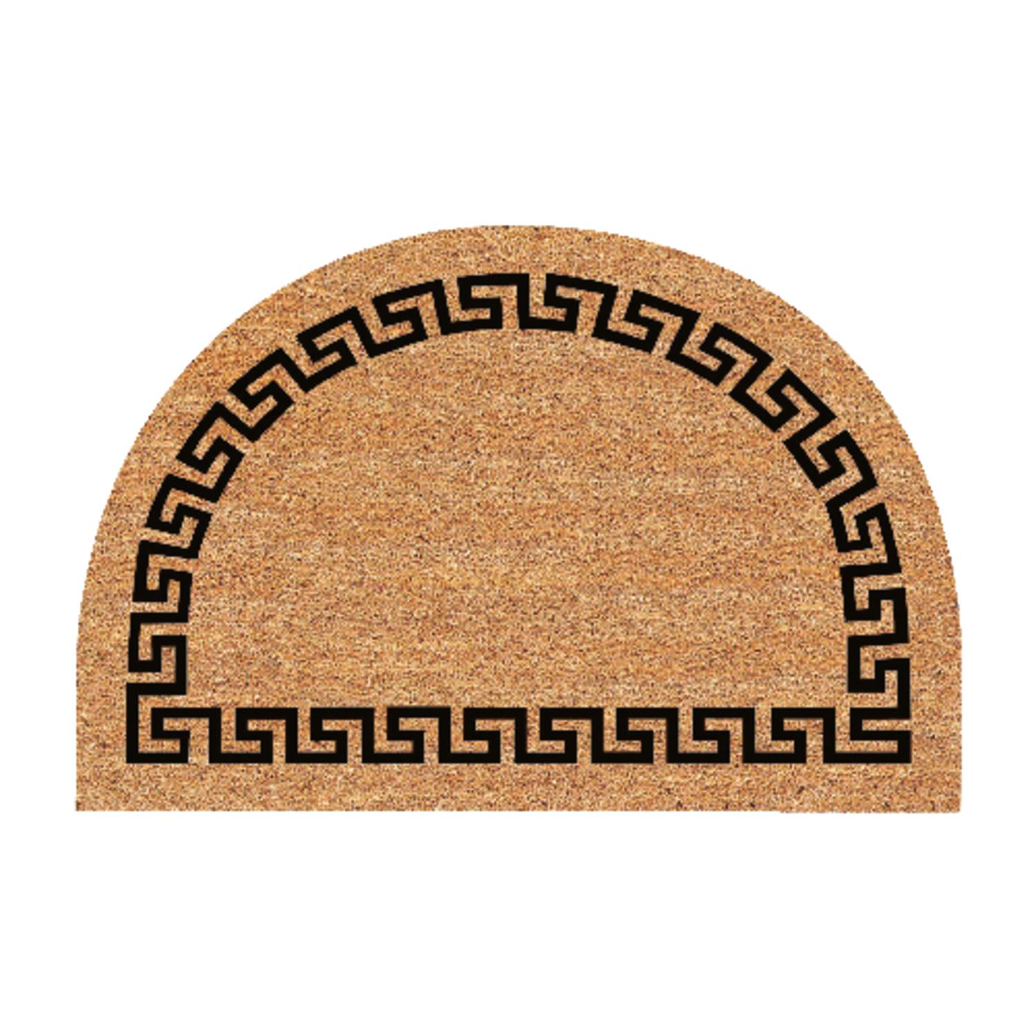 DeCoir 36 in. W X 24 in. L Tan/Black Half-Round Greek Key Coir Door Mat
