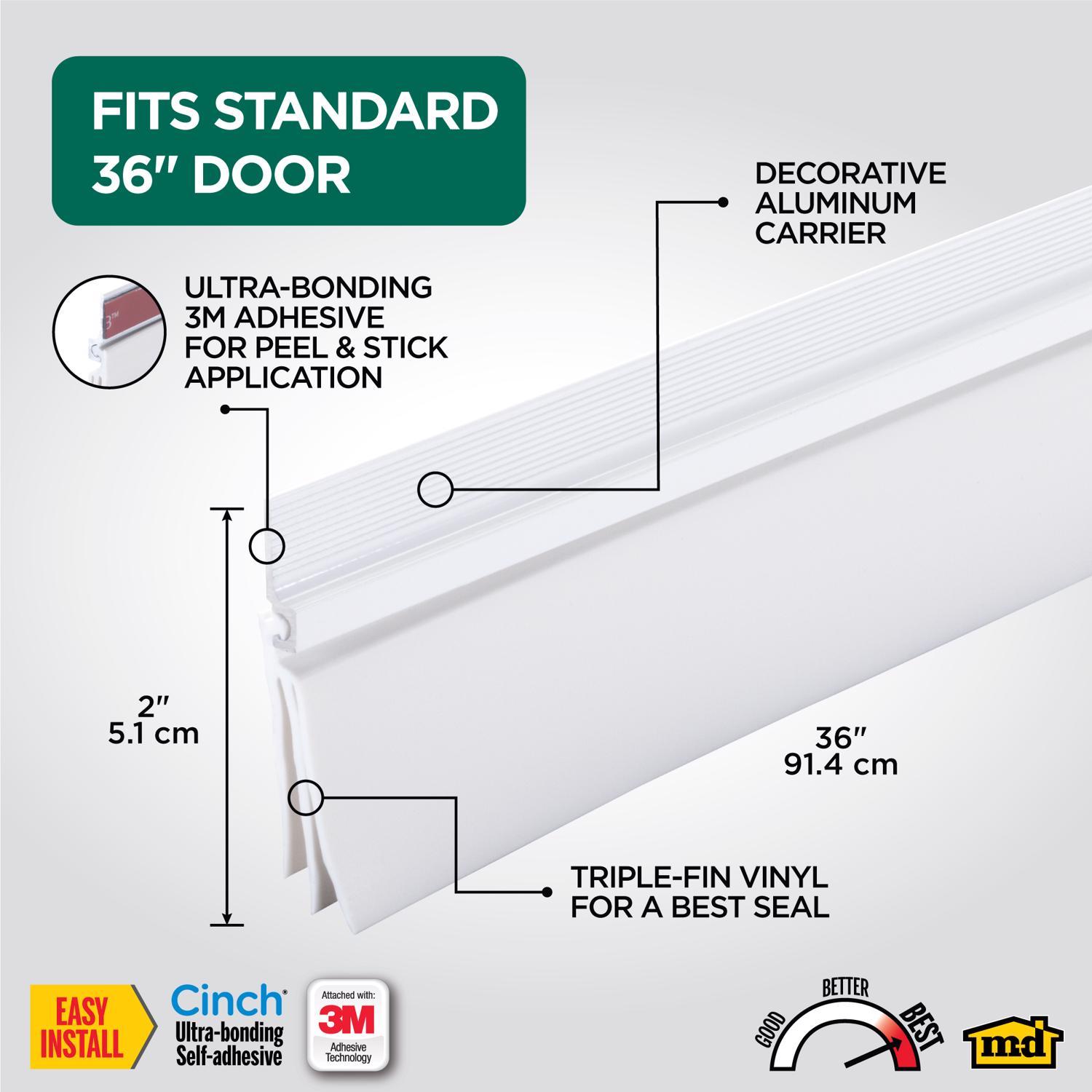 M-D Building Products CINCH White Aluminum/Vinyl Weatherstrip For Doors 36 in. L X 2 in.