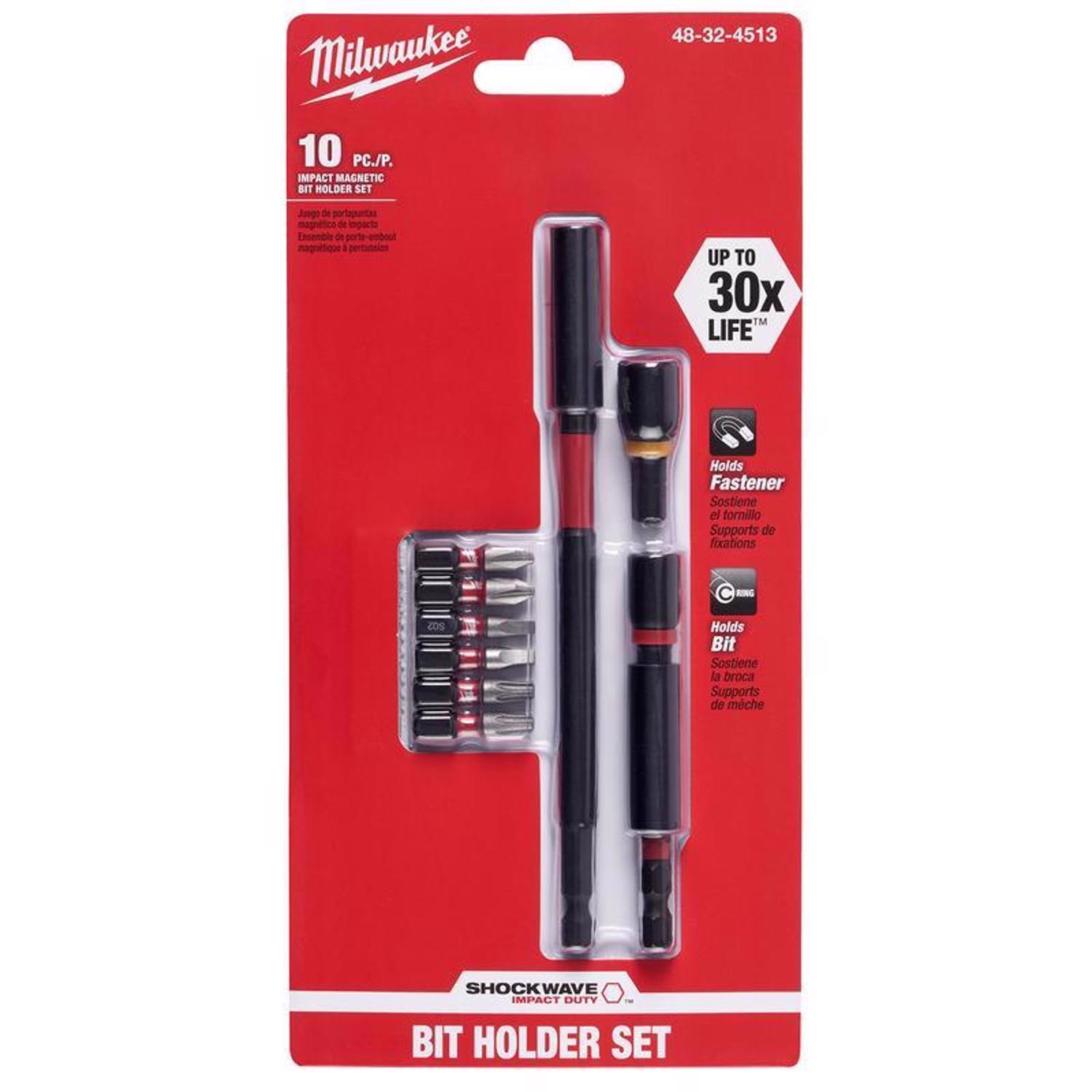Milwaukee Shockwave Phillips/Square Recess/Torx 6 in. L Impact Insert Bit and Bit Holder Set Steel 1