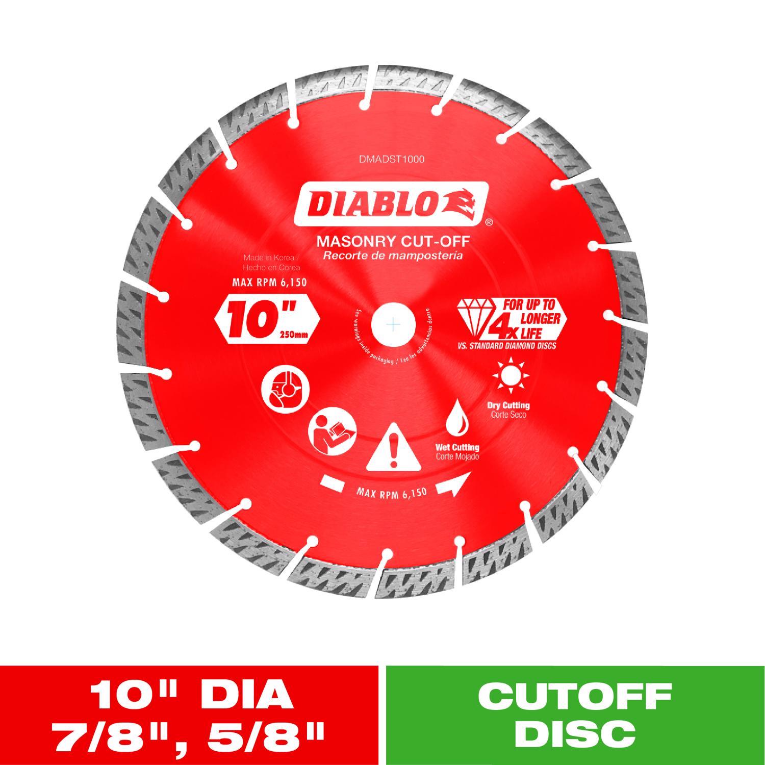 Diablo 10 in. D X 1 in. X.102 in. thick Diamond Turbo Rim Masonry Cut-Off Disc 1 pk