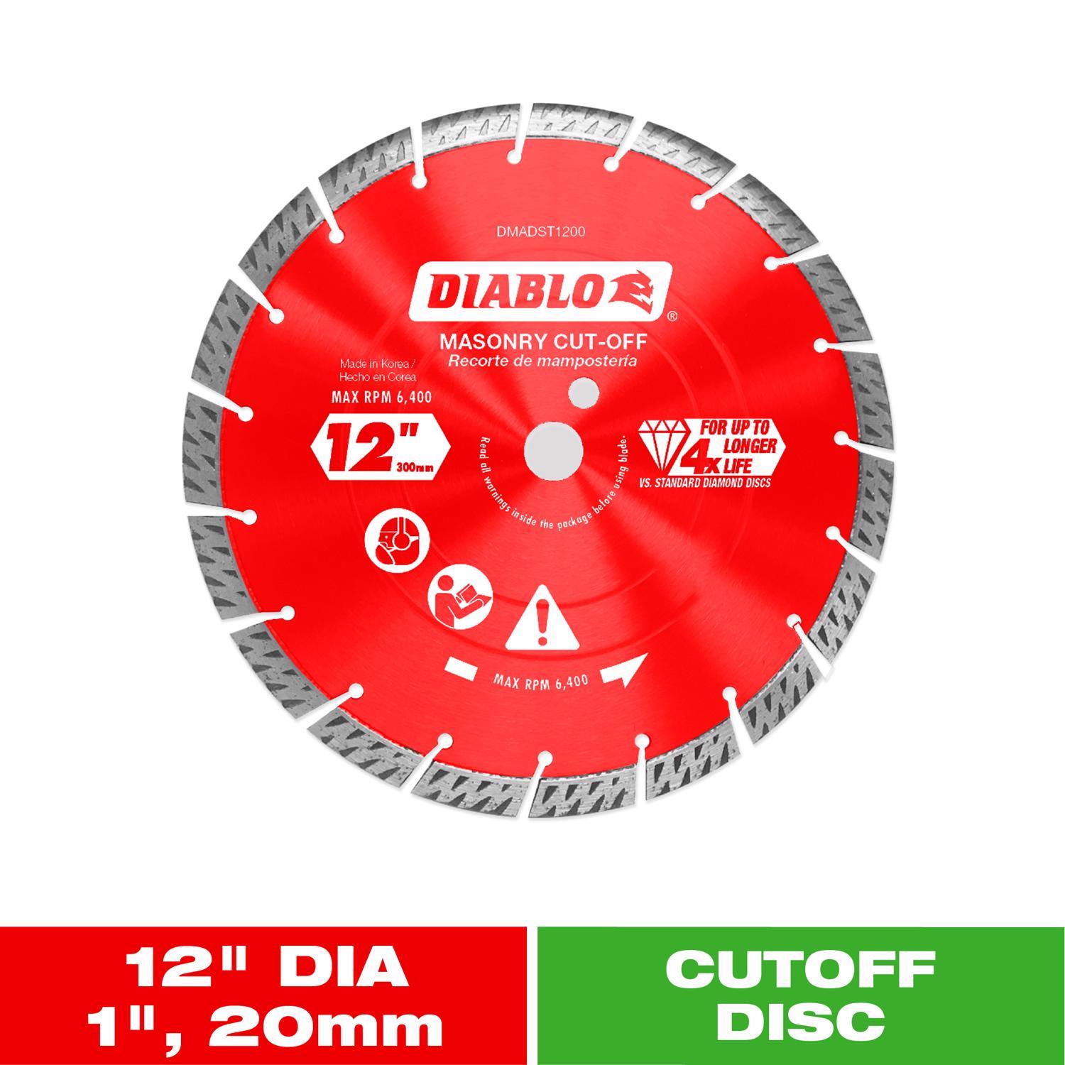 Diablo 12 in. D X 1 in. X.110 in. thick Diamond Turbo Rim Masonry Cut-Off Disc