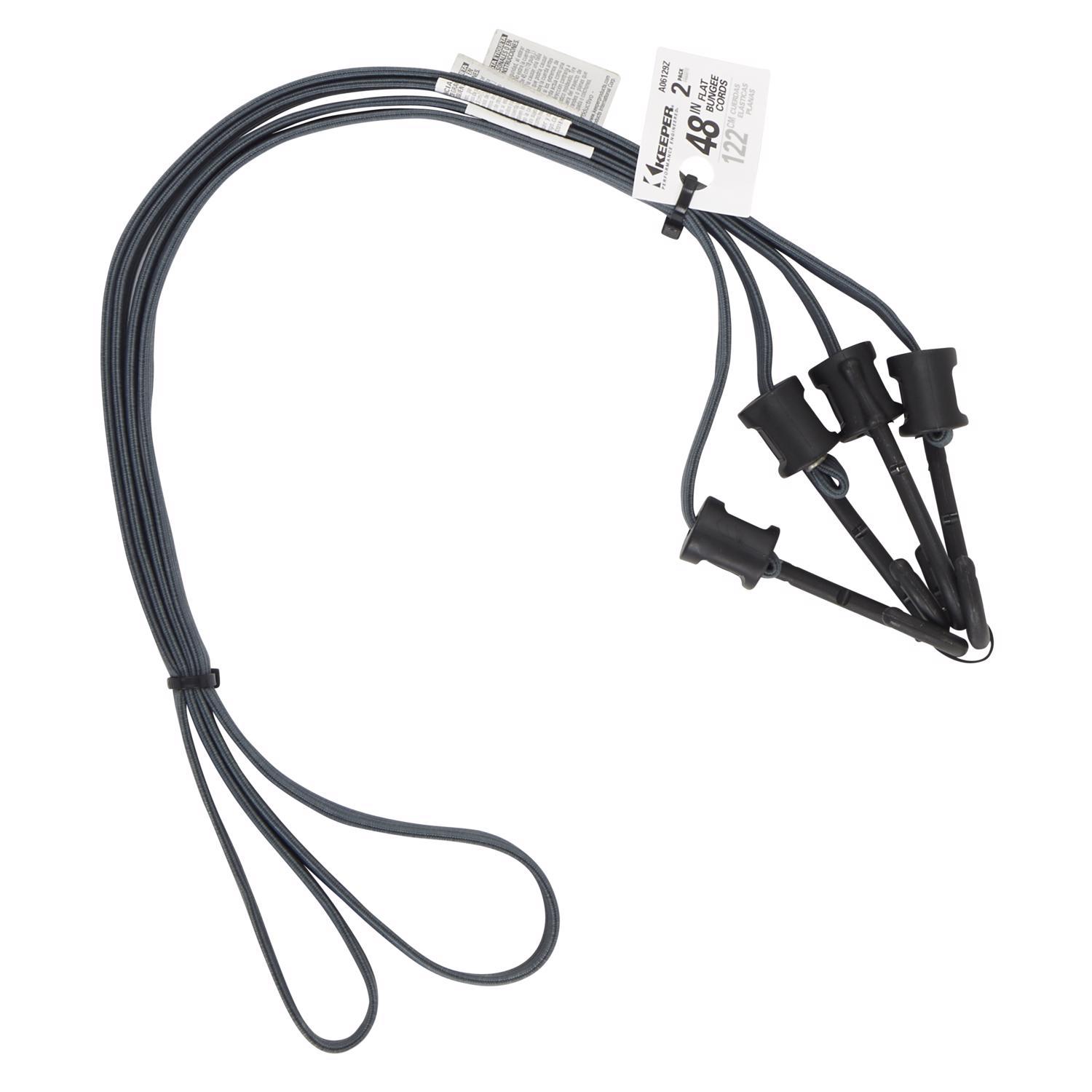 Keeper Gray Flat Bungee Cord 48 in. L X 0.315 in. 2 pk