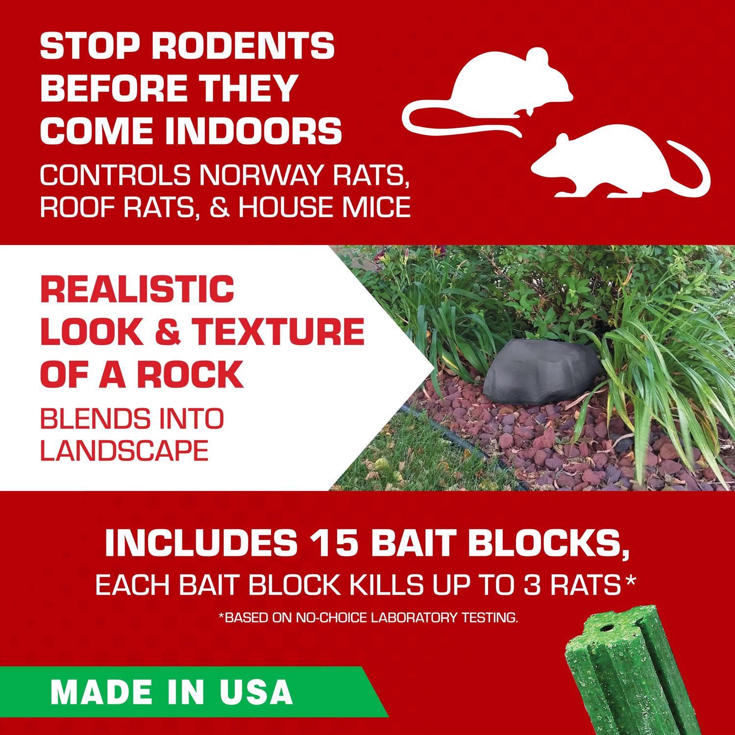 Tomcat Rockscape Bait Station and Bait Blocks For Mice and Rats 15 gm 1 pk