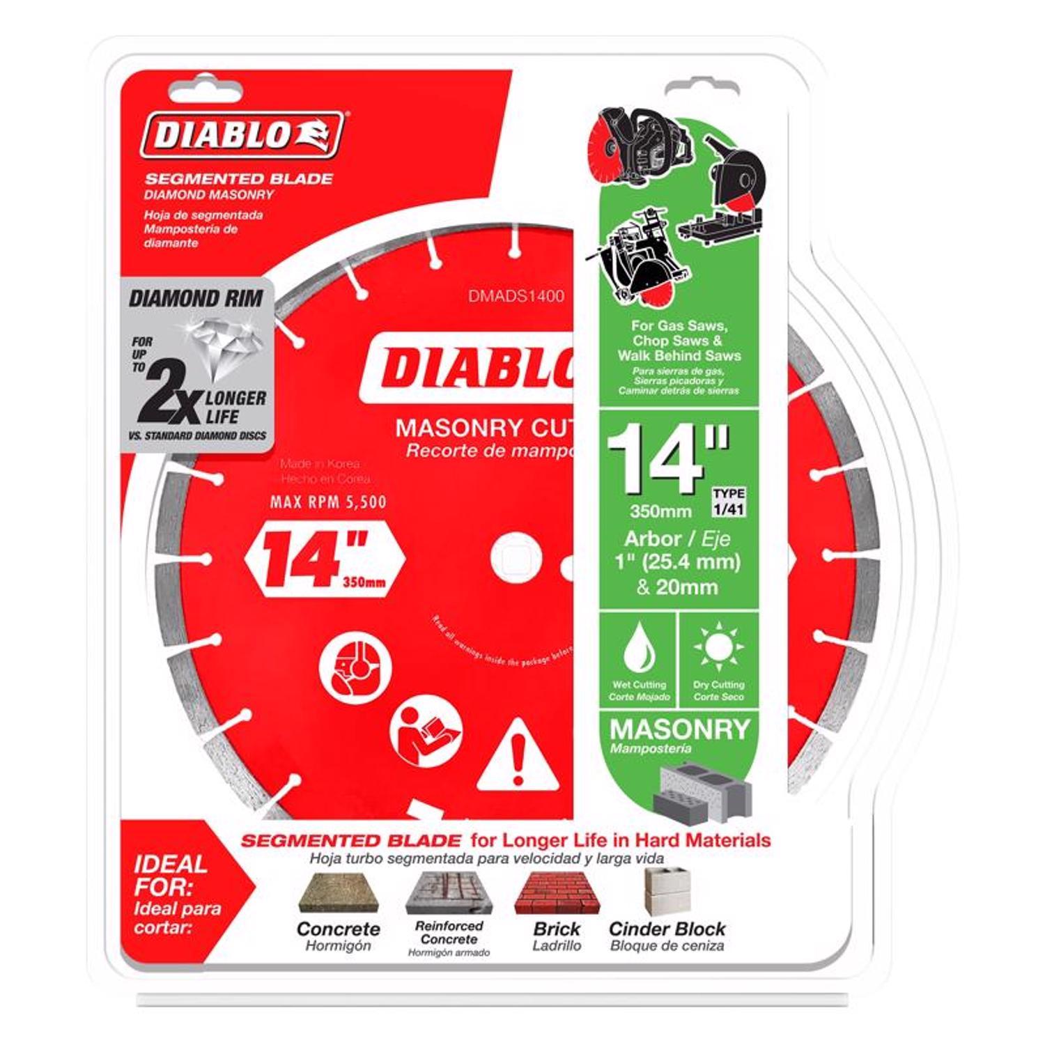 Diablo 14 in. D X 1 in. X.126 in. thick Diamond Segmented Masonry Cut-Off Disc