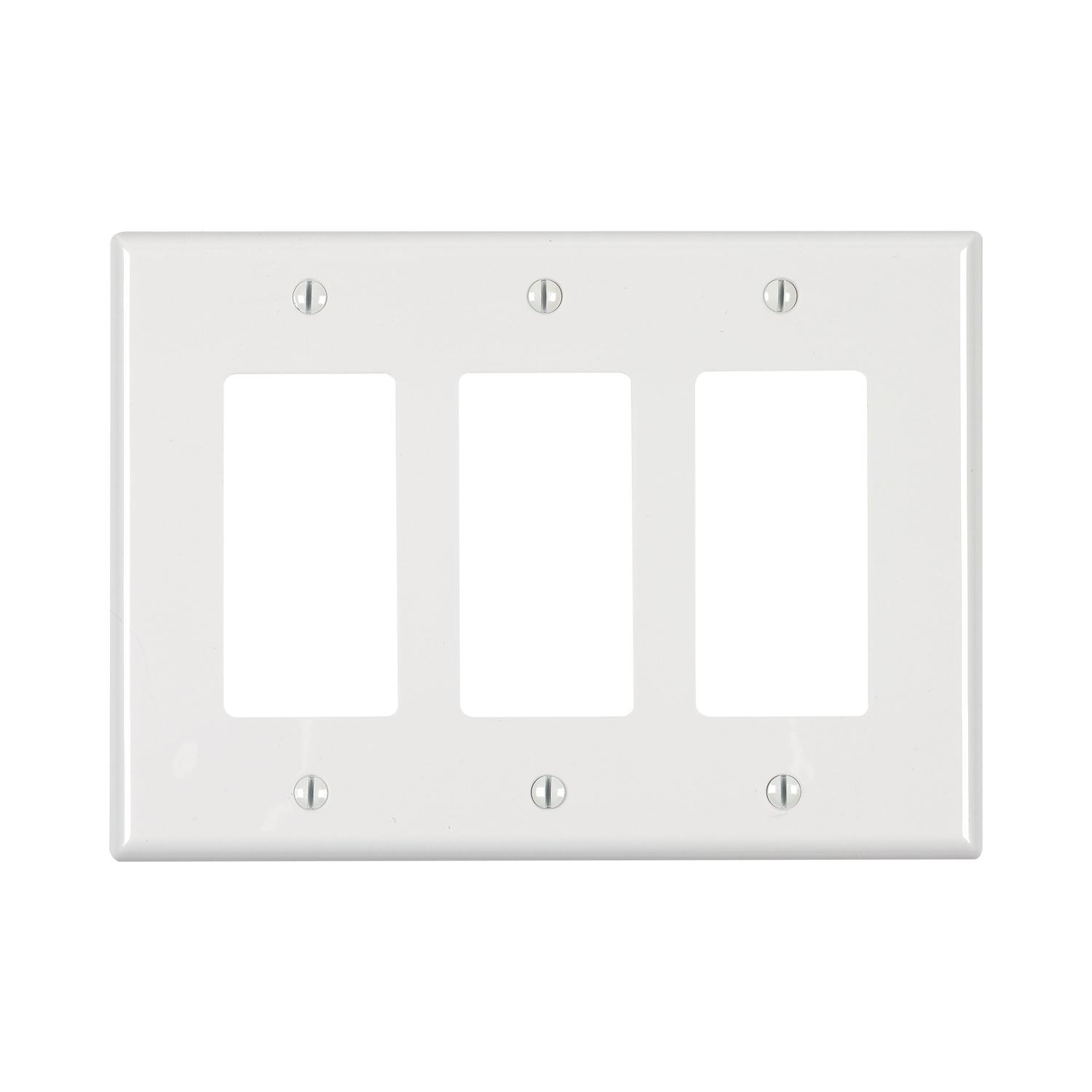 Leviton White 3 gang Thermoplastic Nylon Decorator Wall Plate 1 pk