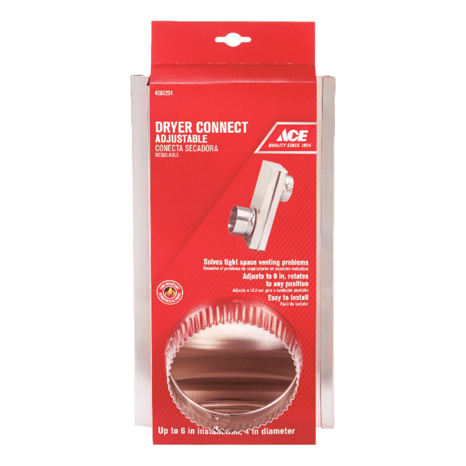 Ace 6 in. L X 4 in. D Silver Aluminum Adjustable Dryer Connector