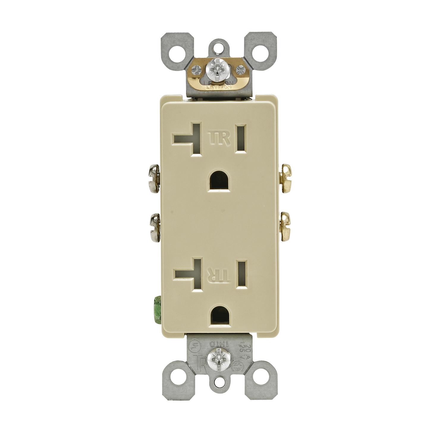 Leviton Decora 20 amps 125 V Duplex Ivory Outlet 5-20R 1 pk
