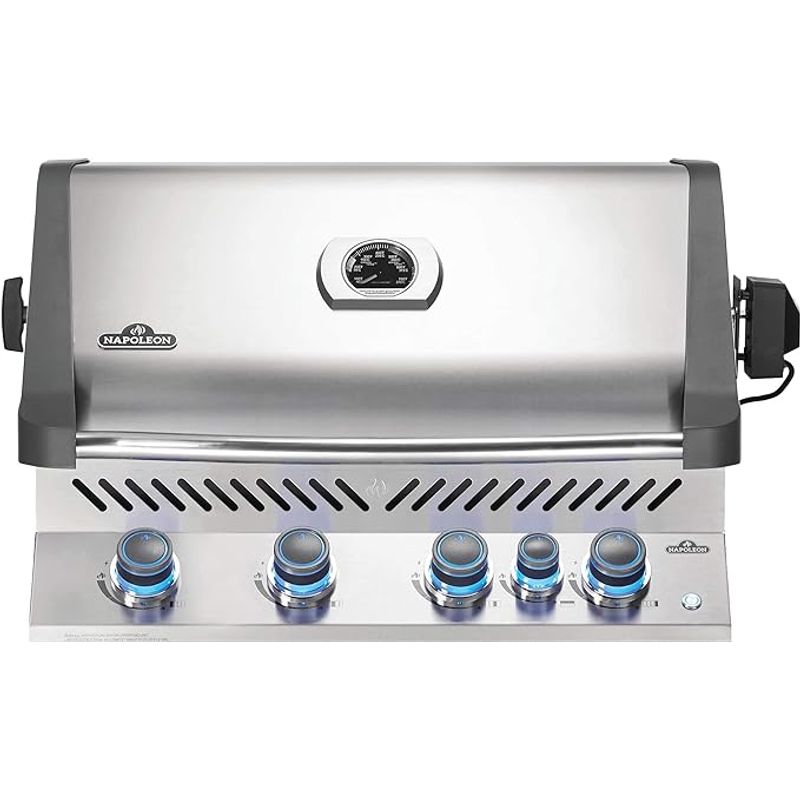 Napoleon Built-in Prestige 500 BBQ Grill, Stainless Steel, Natural Gas - With Infrared Rear Burner, Premium Barbecue For Grilling Masters