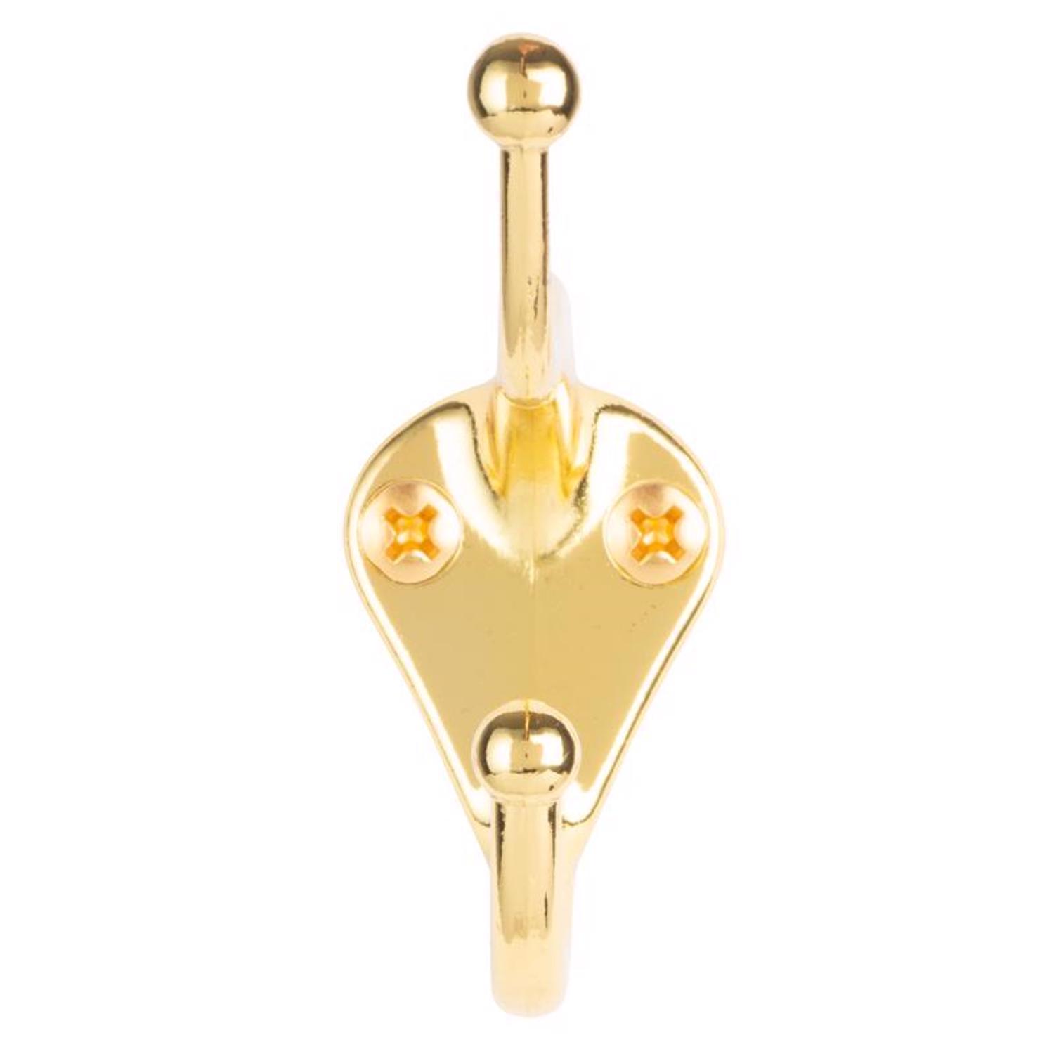 Ace 3 in. L Bright Brass Gold Brass Small Coat and Hat Hook 2 pk