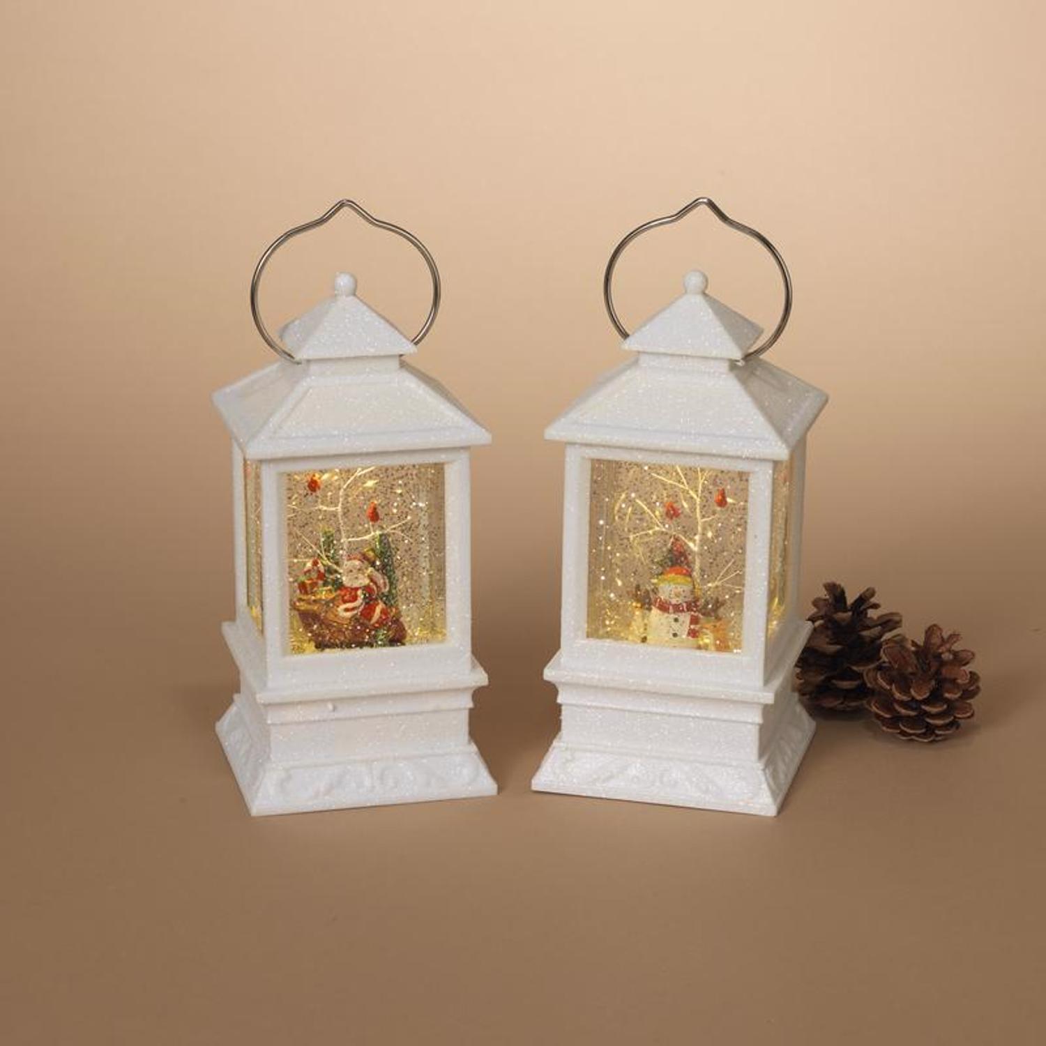 Gerson White Spinning Water Globe Lantern 8.5 in.