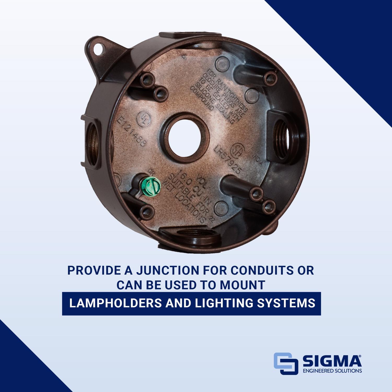 Sigma Engineered Solutions New Work 16 cu in Round Die-Cast Metal Weatherproof Box Bronze