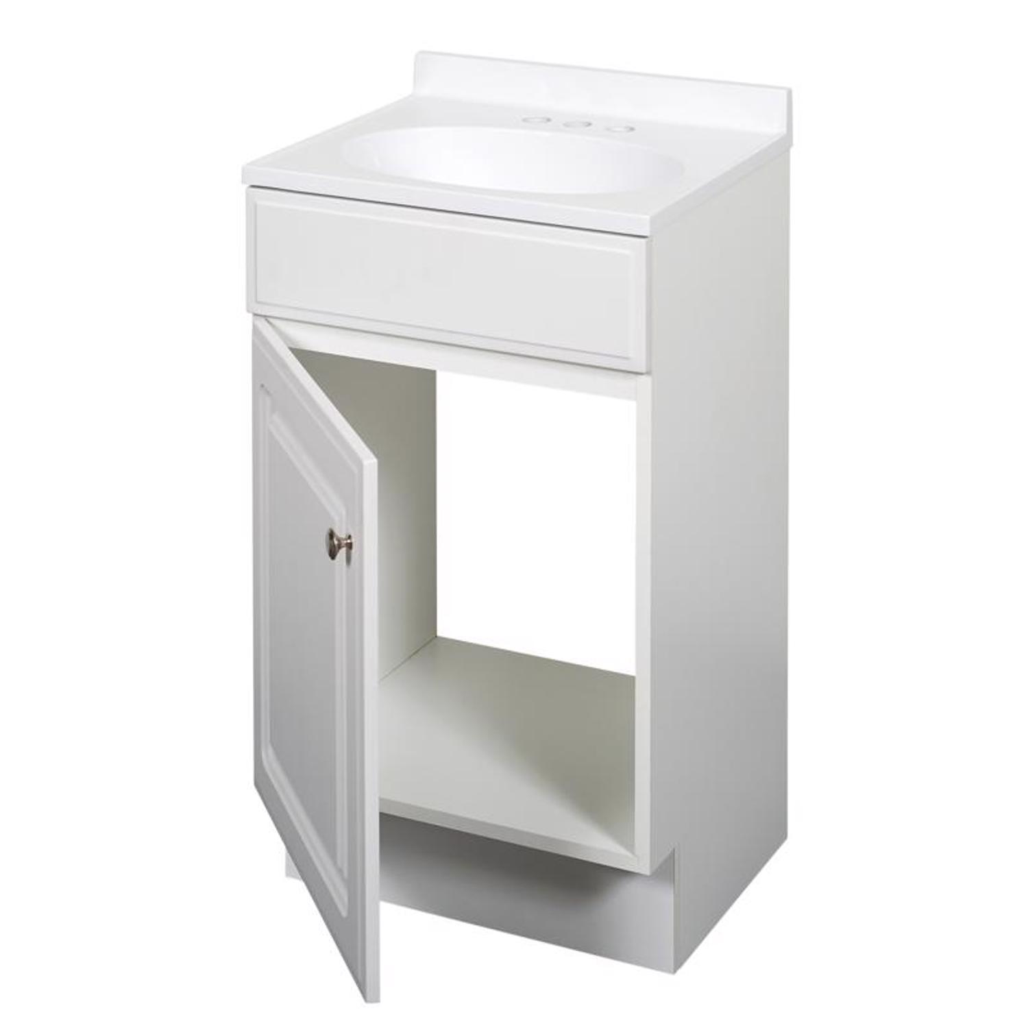 Zenna Home Single White Bathroom Vanity 18 in. W X 16 in. D X 35 in. H