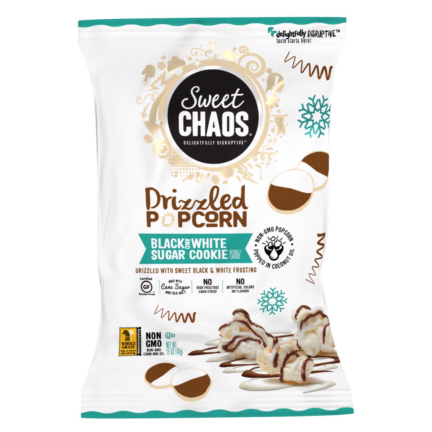 Sweet Chaos Delightfully Disruptive Black and White Sugar Cookie Drizzled Popcorn 5.5 oz