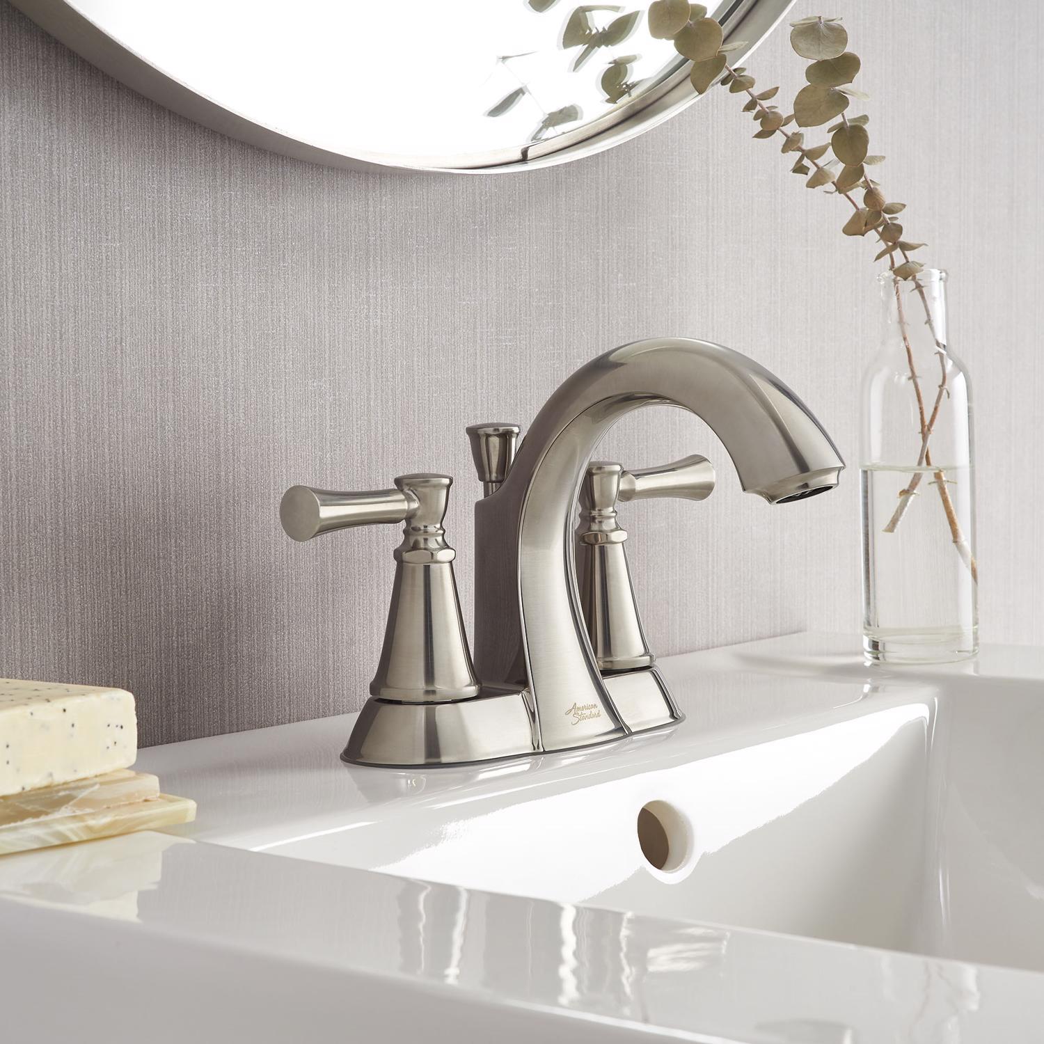 American Standard Chancellor Brushed Nickel Mediterranean Centerset Bathroom Sink Faucet 4 in.