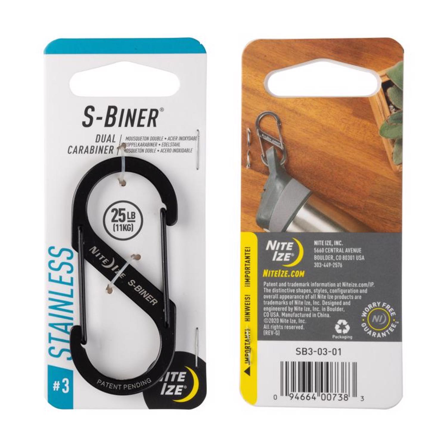 Nite Ize S-Biner Stainless Steel Black Dual Carabiner S-Biner