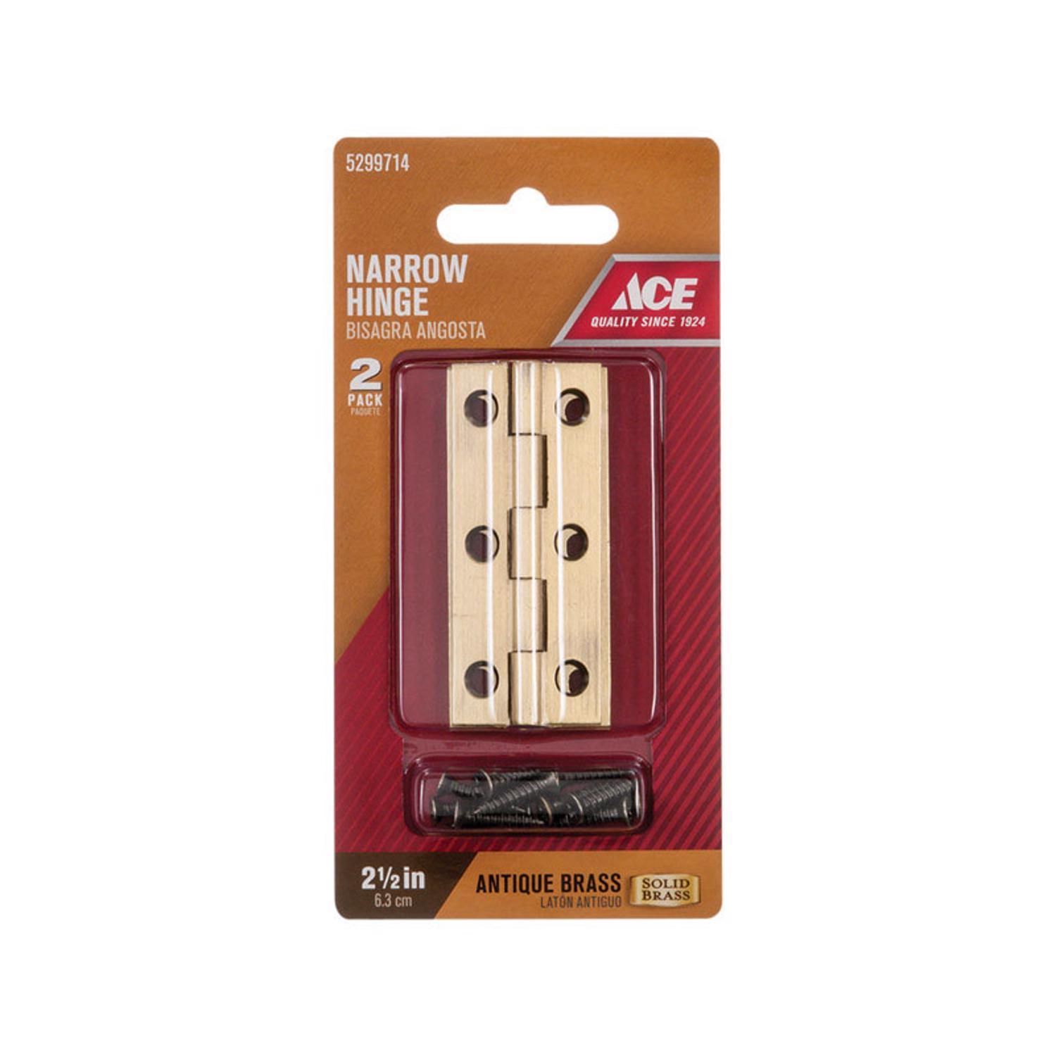 Ace 2.75 in. W X 2-1/2 in. L Antique Brass Brass Narrow Hinge 2 pk