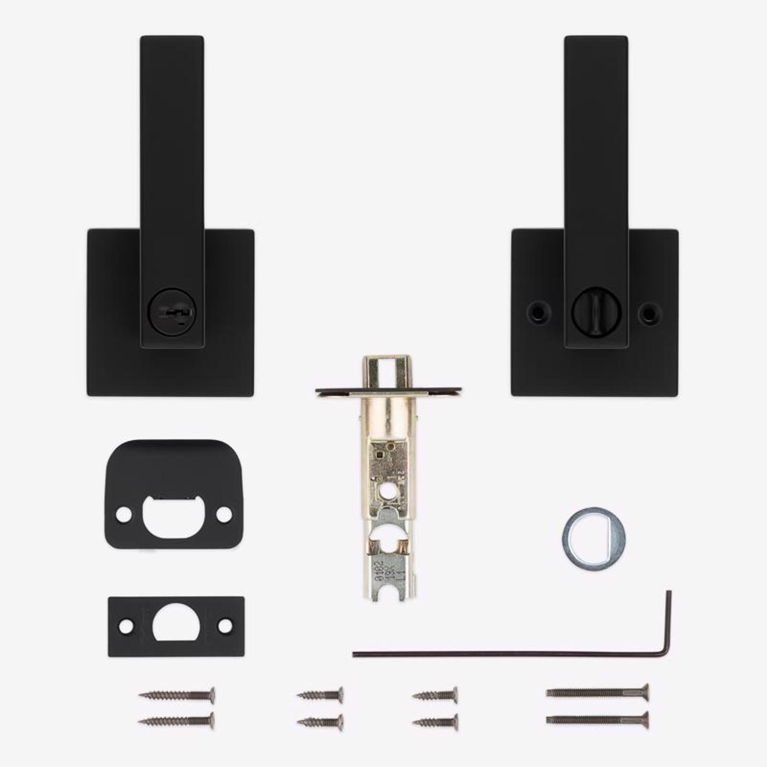 Kwikset Singapore Contemporary Matte Black Entry Door Knob 1-3/4 in.
