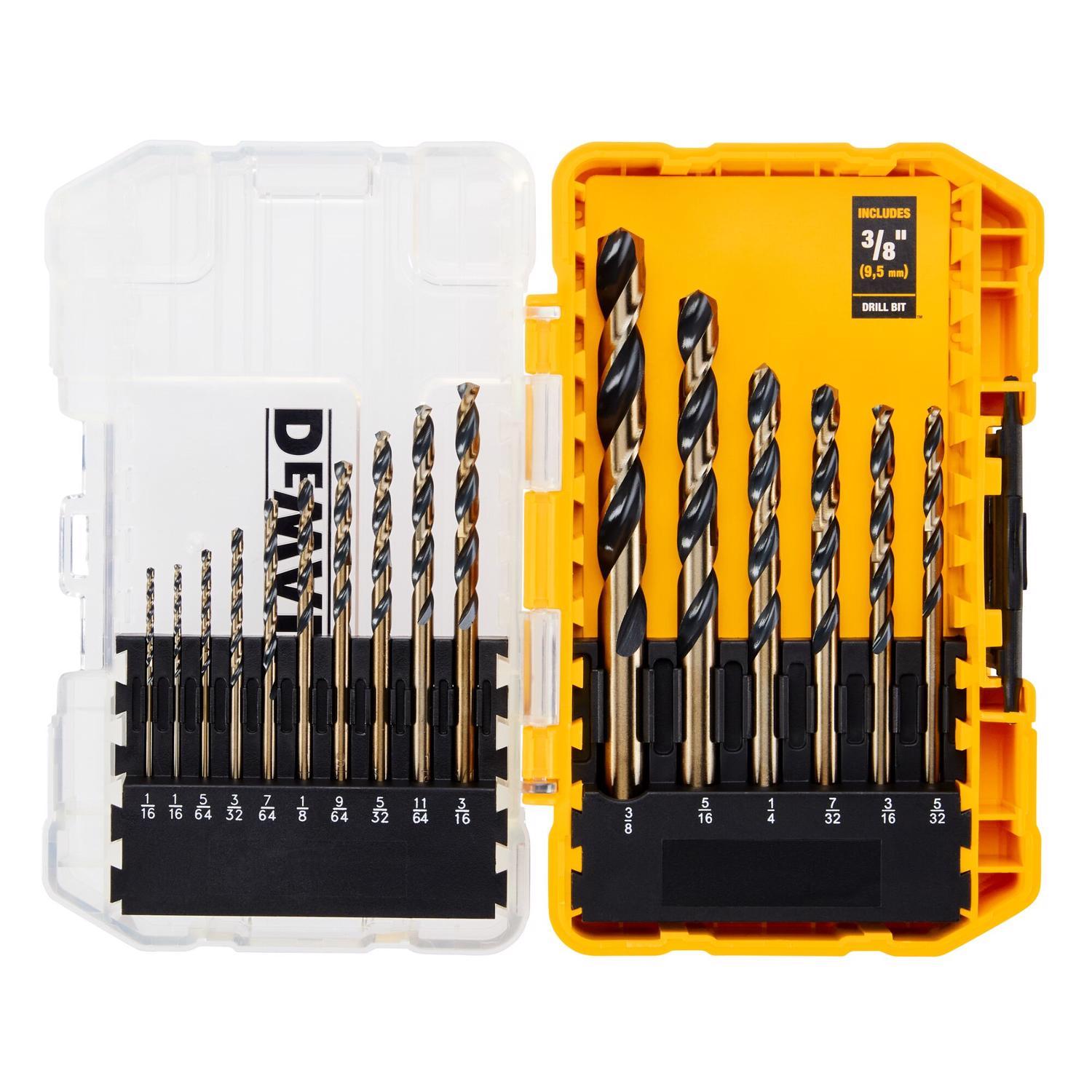 DEWALT Black & Gold High Speed Steel Drill Bit Set 3-Flat Shank 16 pc