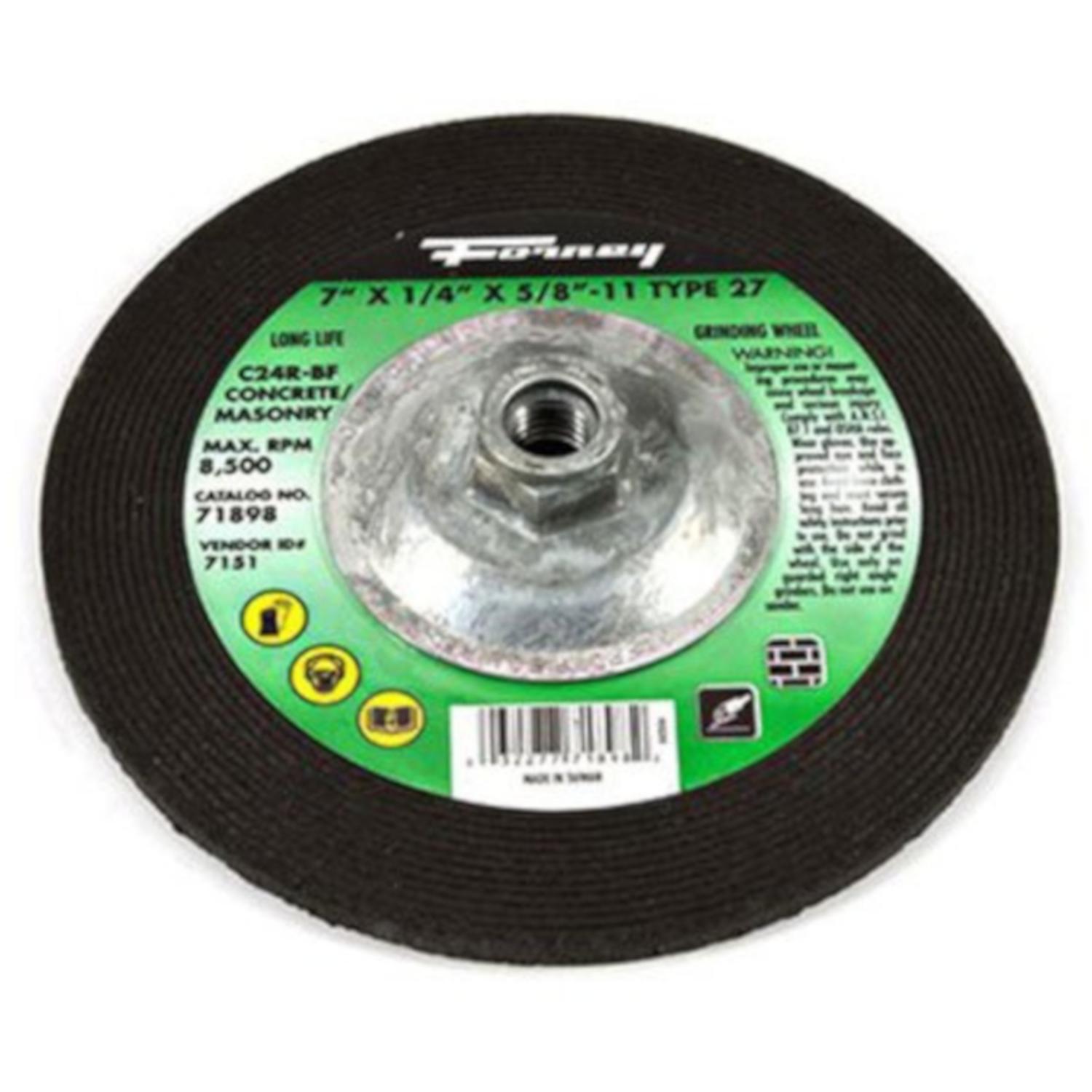 Forney 7 in. D X 5/8 in. in. X 1/4 in. thick Masonry Grinding Wheel 1 pc