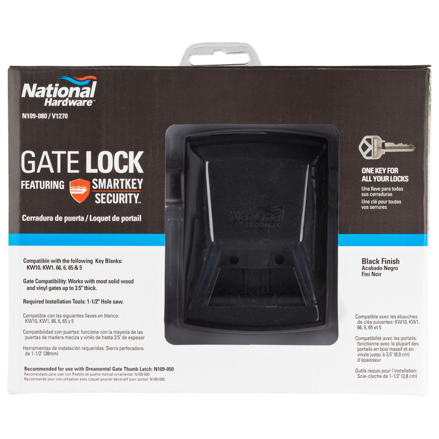 National Hardware SmartKey 3.35 in. L Black Metal Gate Lock 1 pk