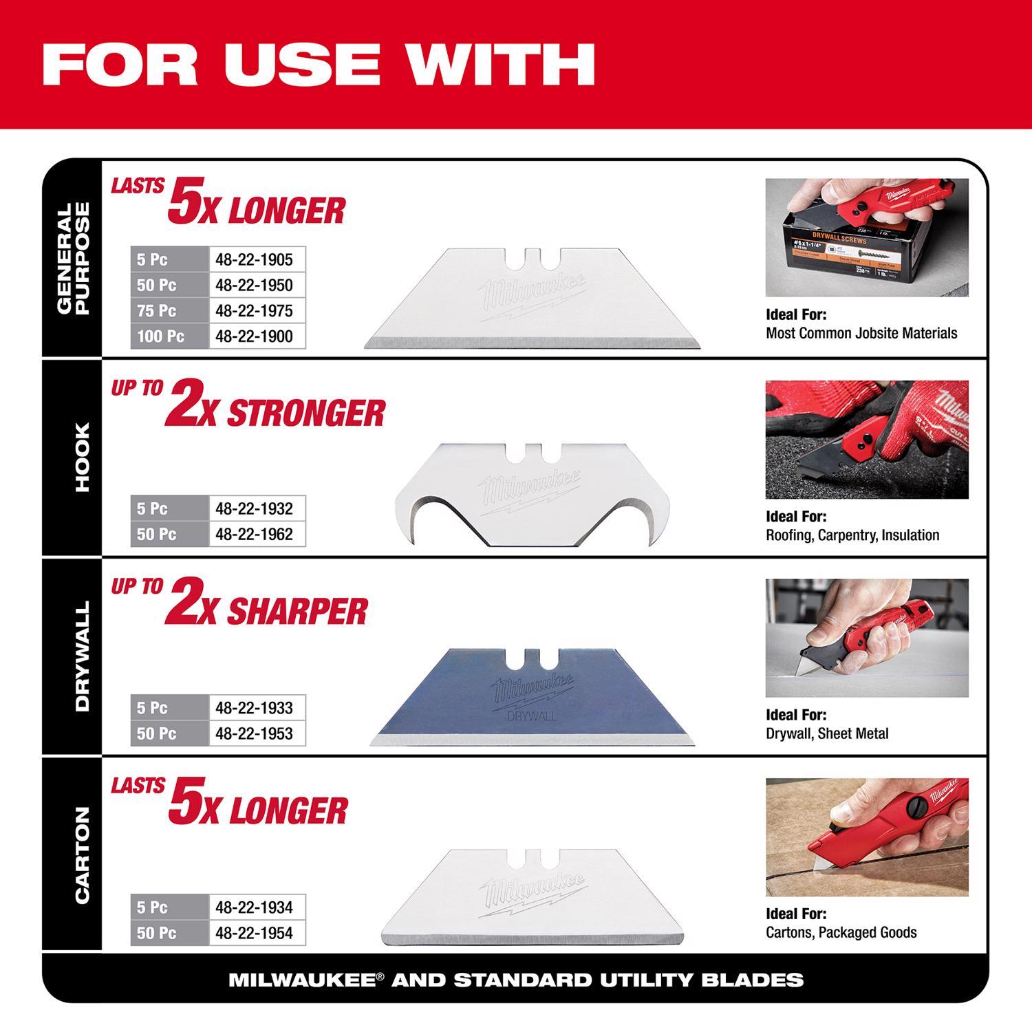 Milwaukee Fastback 8-3/4 in. Folding 6-in-1 Utility Knife Red 1 pc