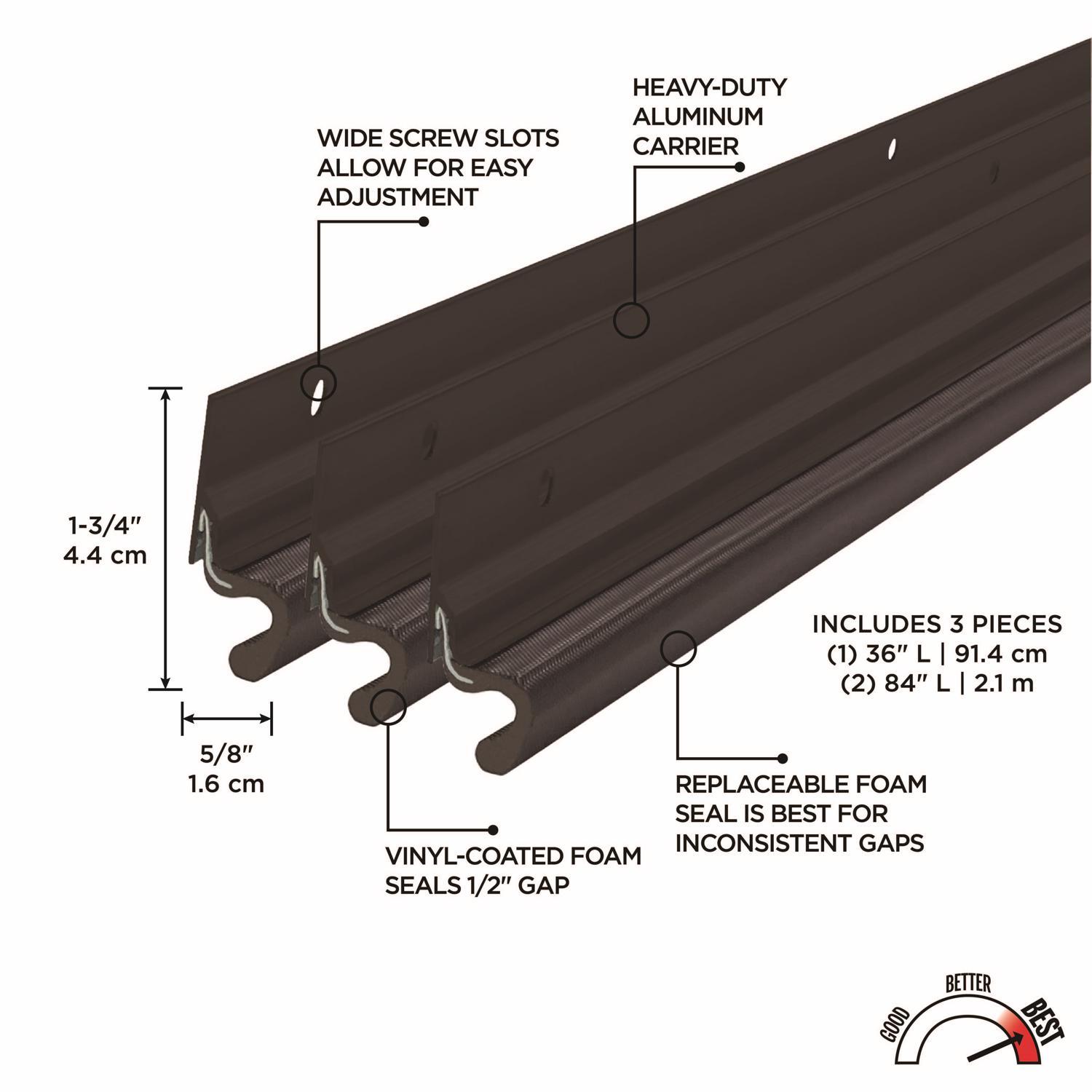 M-D Building Products Bronze Foam/Vinyl Top & Sides Door Seal For Door Jambs 36 and 84 in. L X 0.63