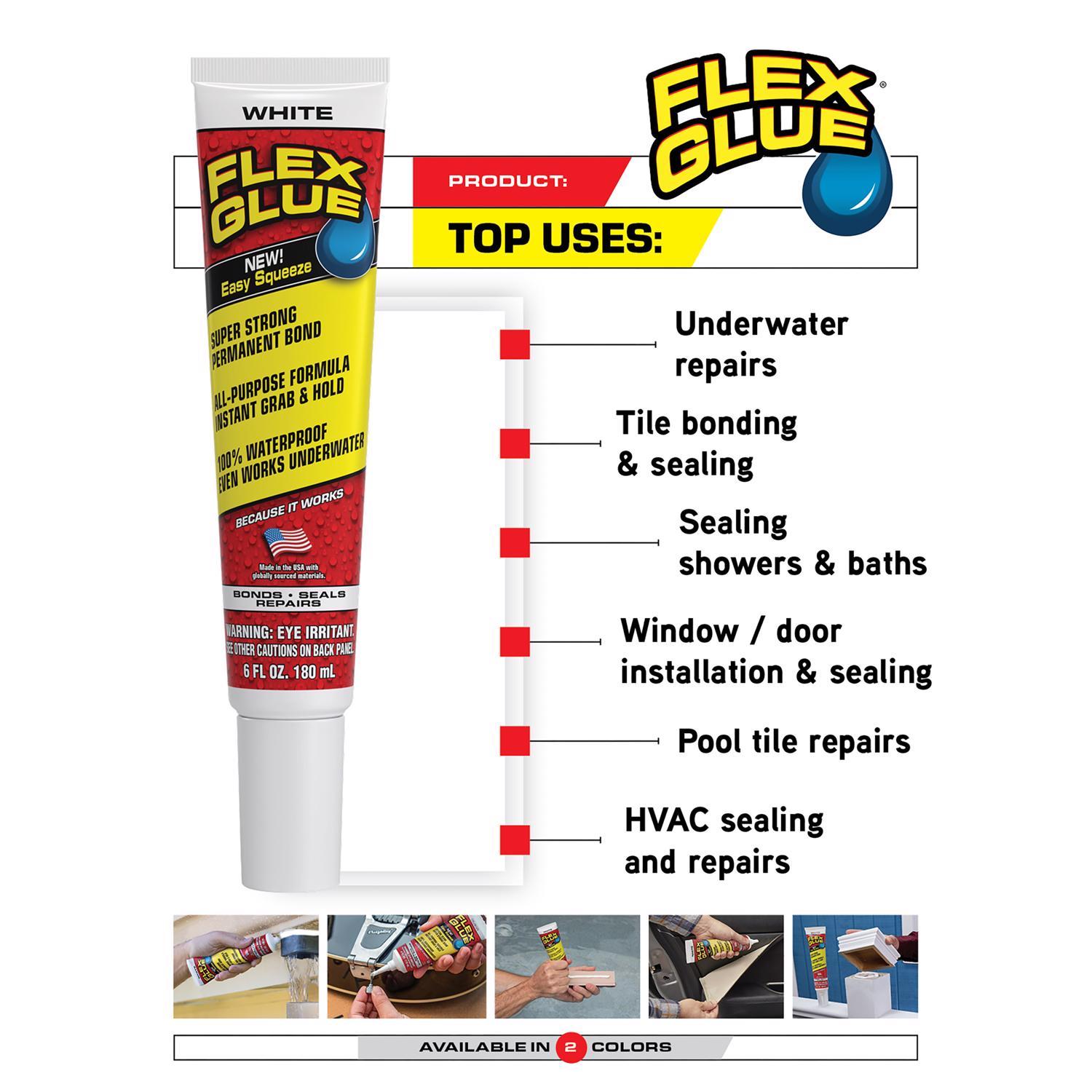 Flex Seal Family of Products Flex Glue Mini Super Strength Rubber White Adhesive 0.75 fl. oz.